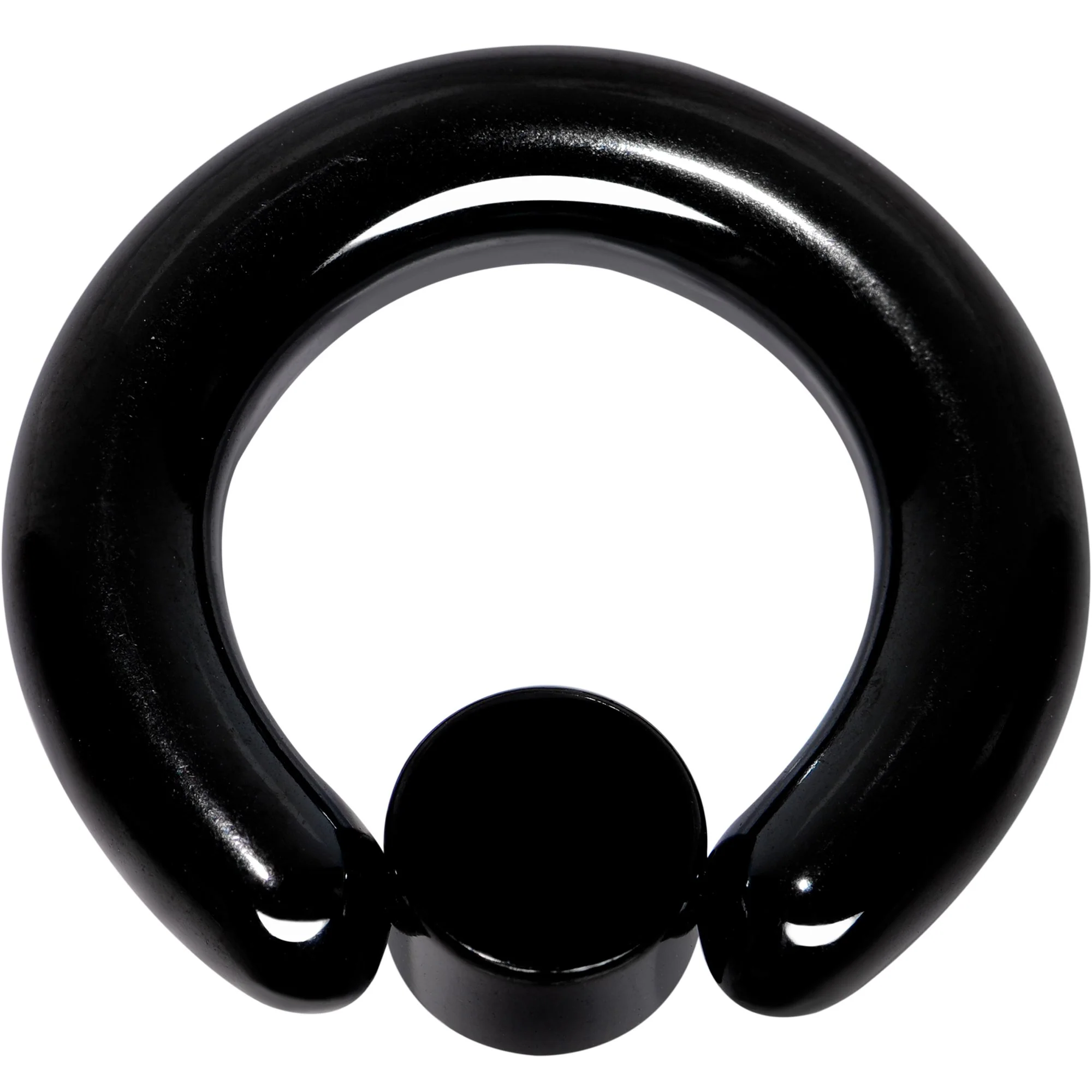 4G 9/16 White Faux Opal 7mm Disc Black IP BCR Captive Ring - Image 2
