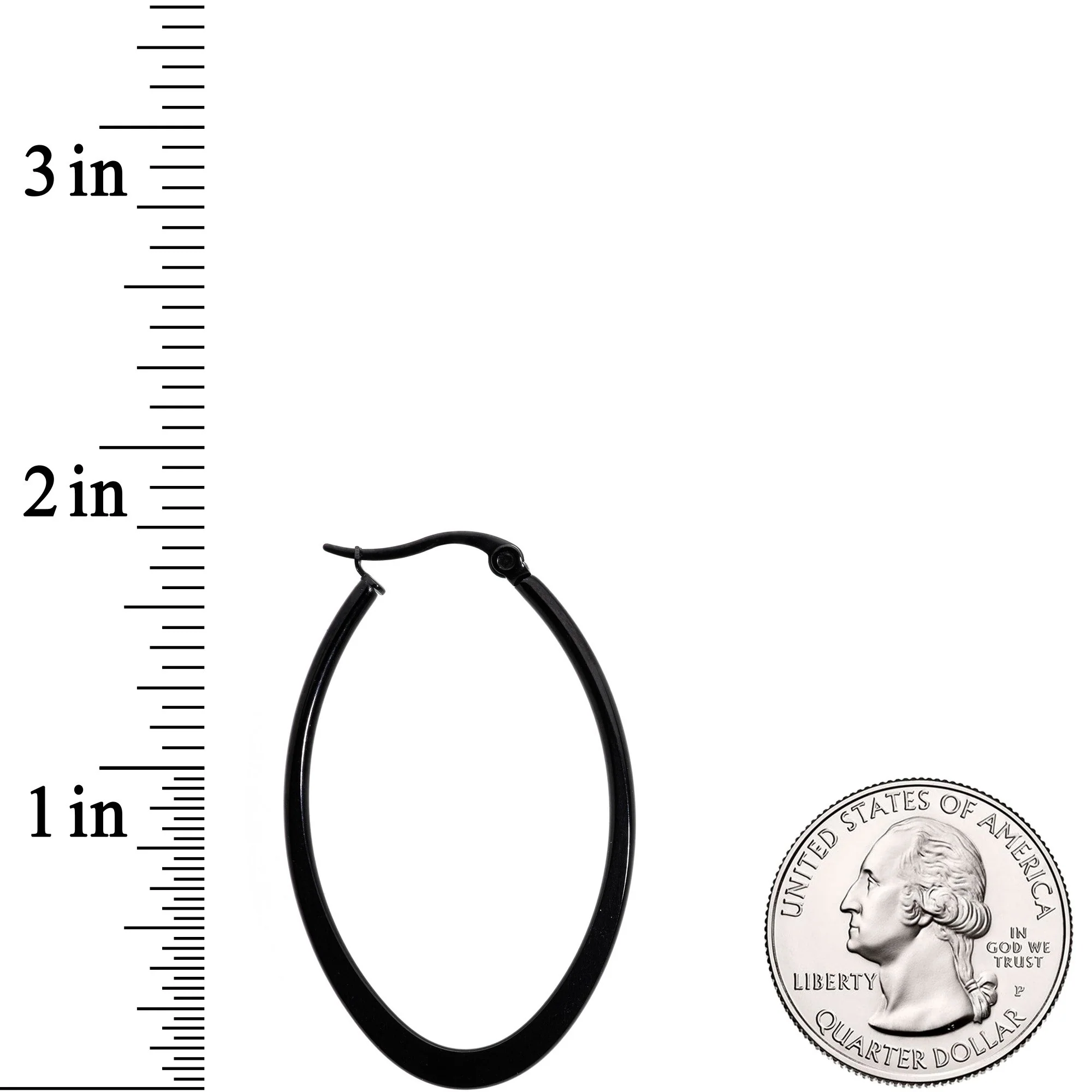 40mm Black Tone PVD Stainless Steel Oval Hoop Earrings - Image 2