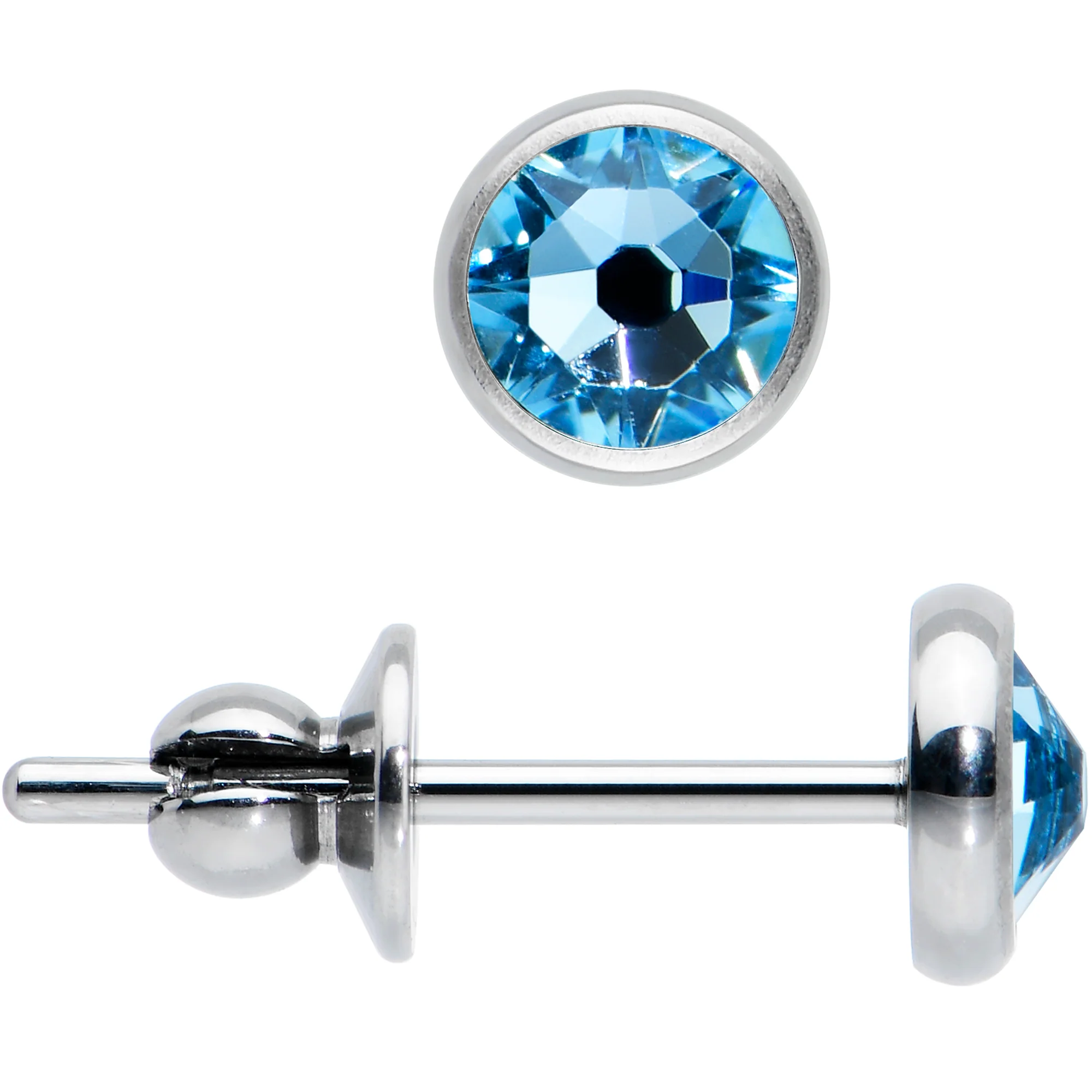 4mm Blue Crystal Implant Grade Titanium Stud Earrings - Image 3