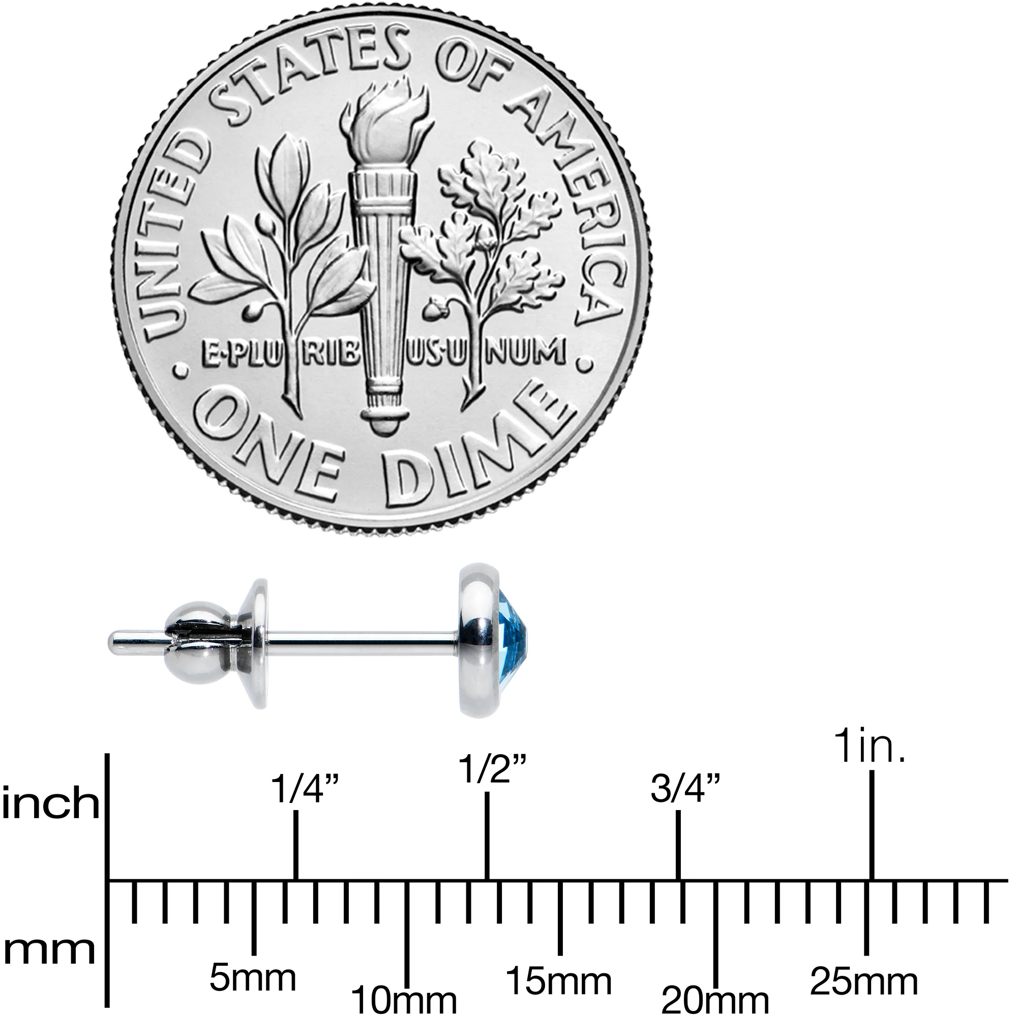 4mm Blue Crystal Implant Grade Titanium Stud Earrings - Image 4