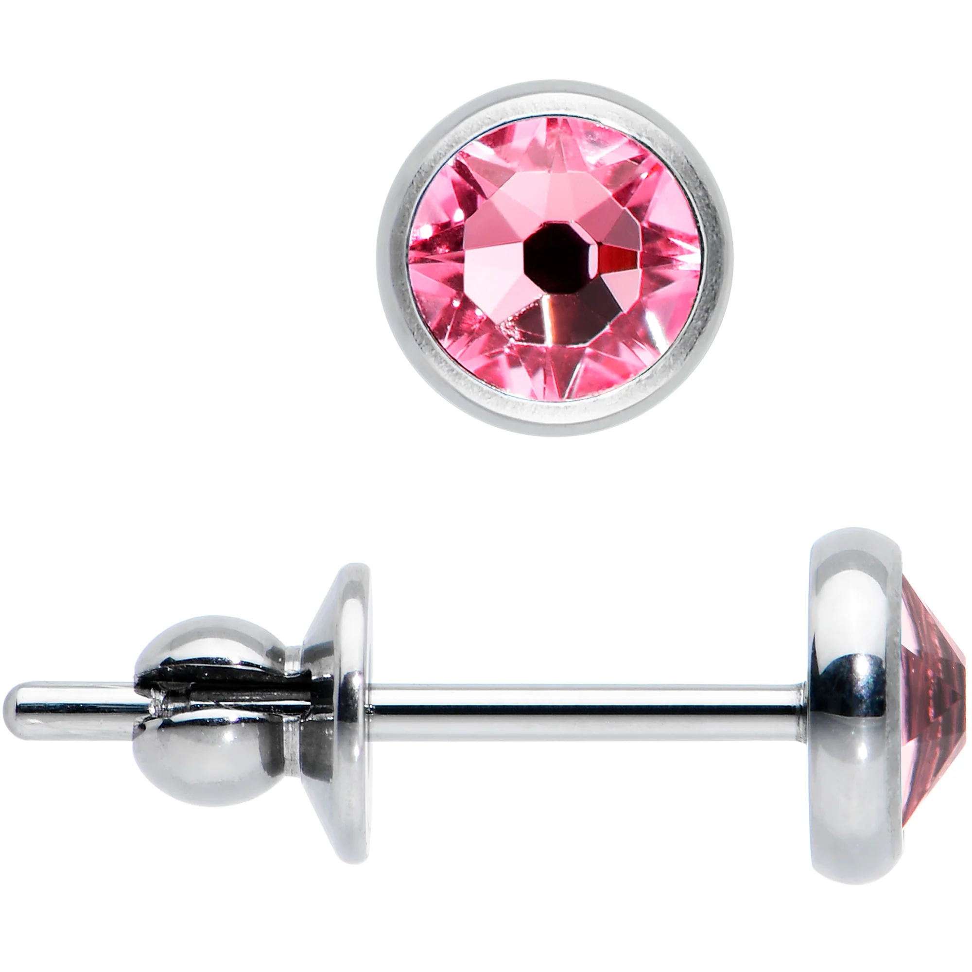 4mm Pink Crystal Implant Grade Titanium Stud Earrings - Image 3