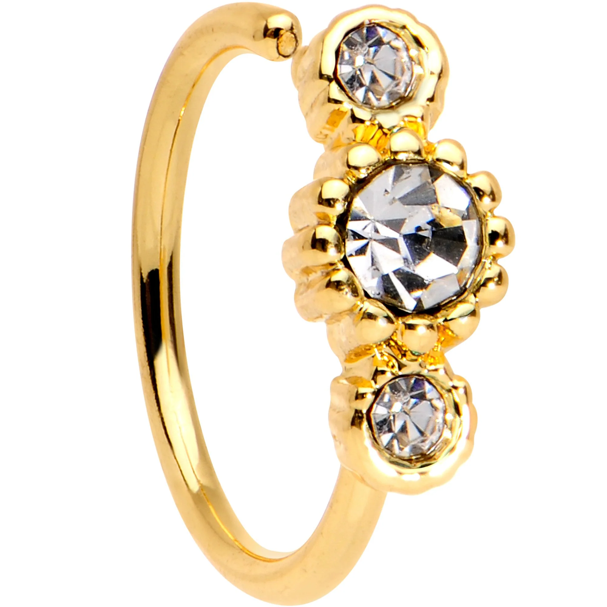 20G Clear CZ Gold Tone Fashion Fusion Seamless Circular Ring - Image 3