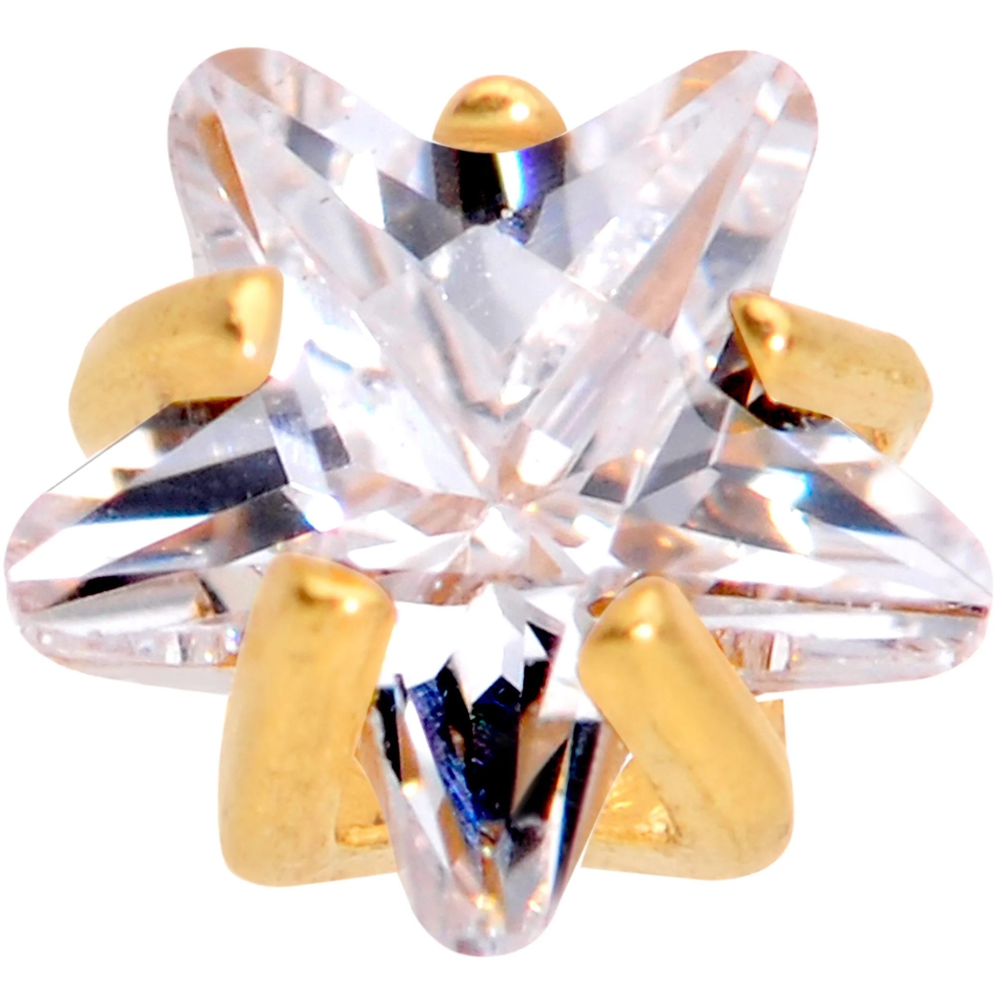 5/16 Clear Star CZ Gem Gold PVD Internally Threaded Labret Monroe - Image 2