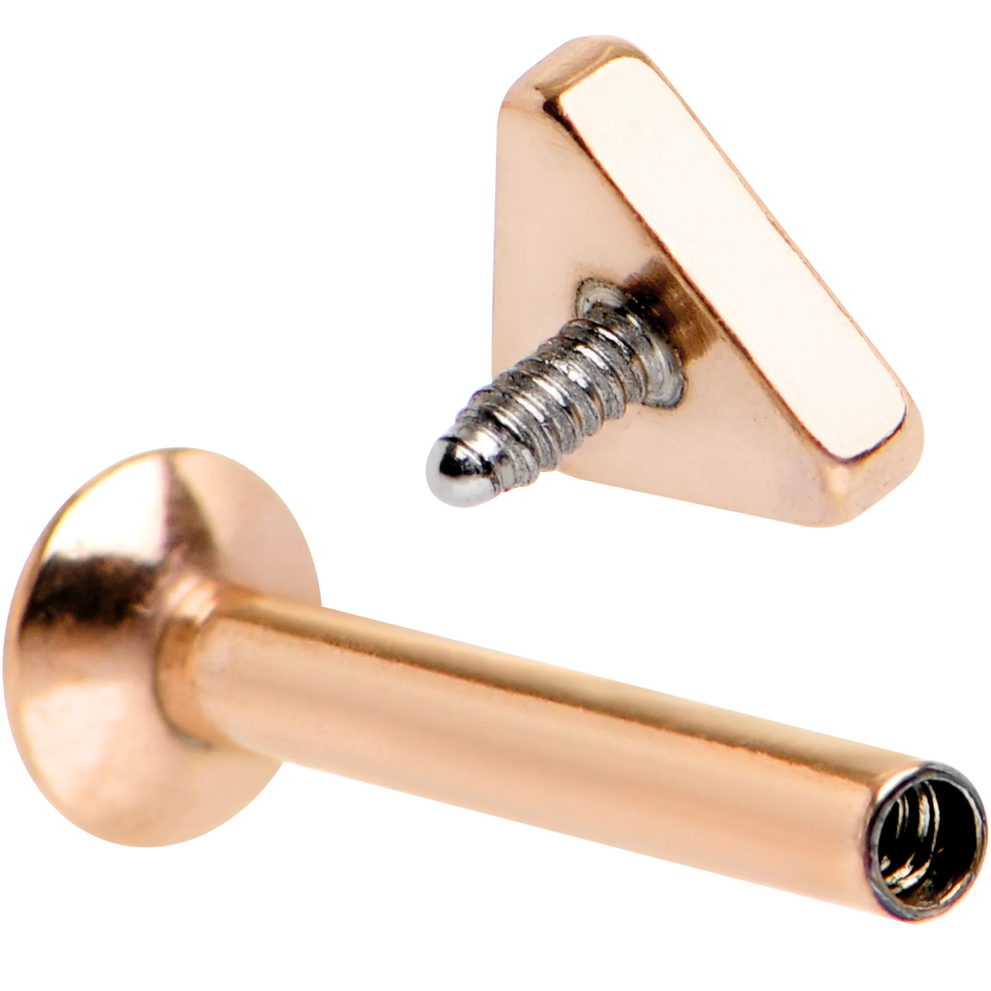 5/16 Rose Gold IP Triangle Internally Threaded Daith Cartilage Tragus - Image 4