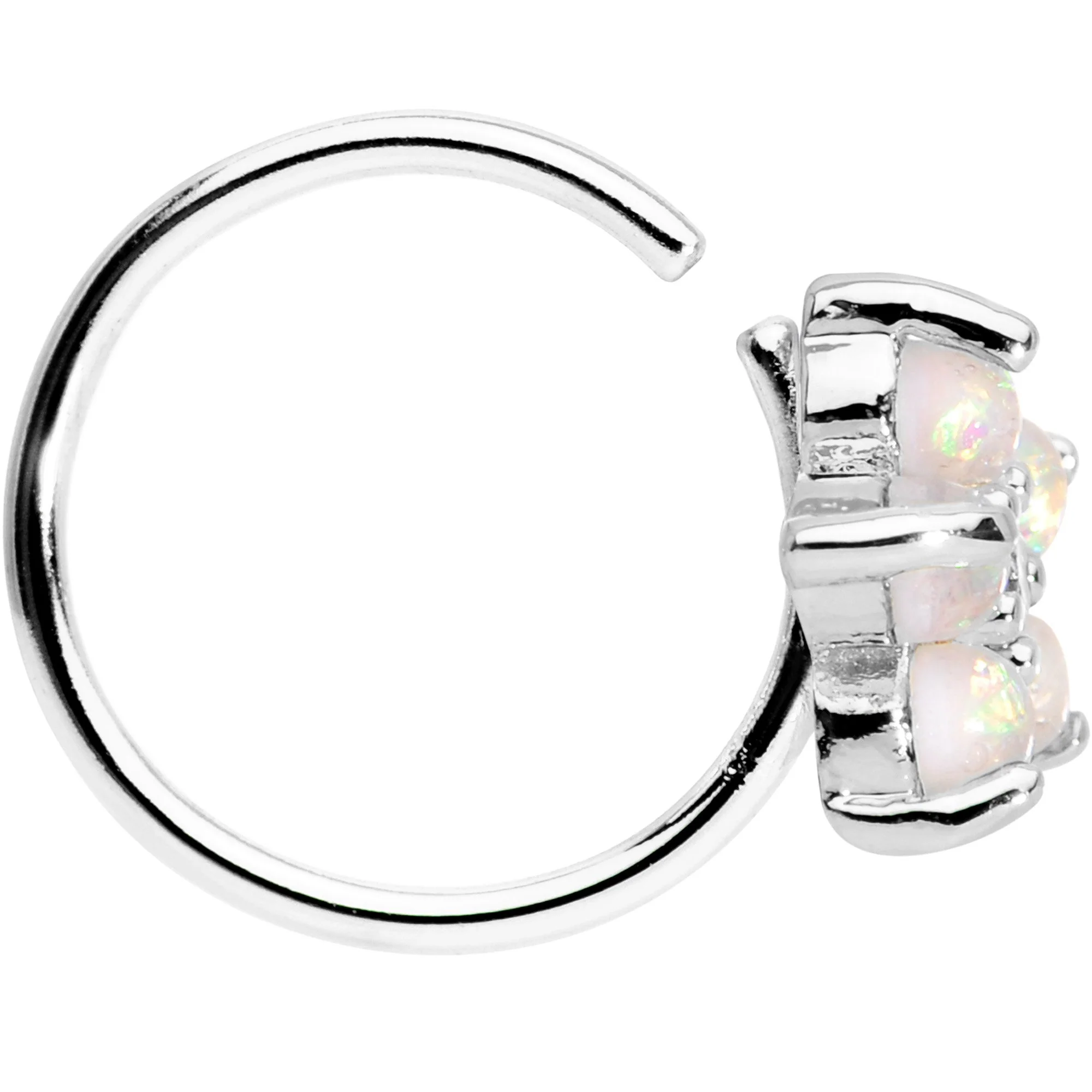 20G Clear CZ White Faux Opal Seamless Circular Ring - Image 2
