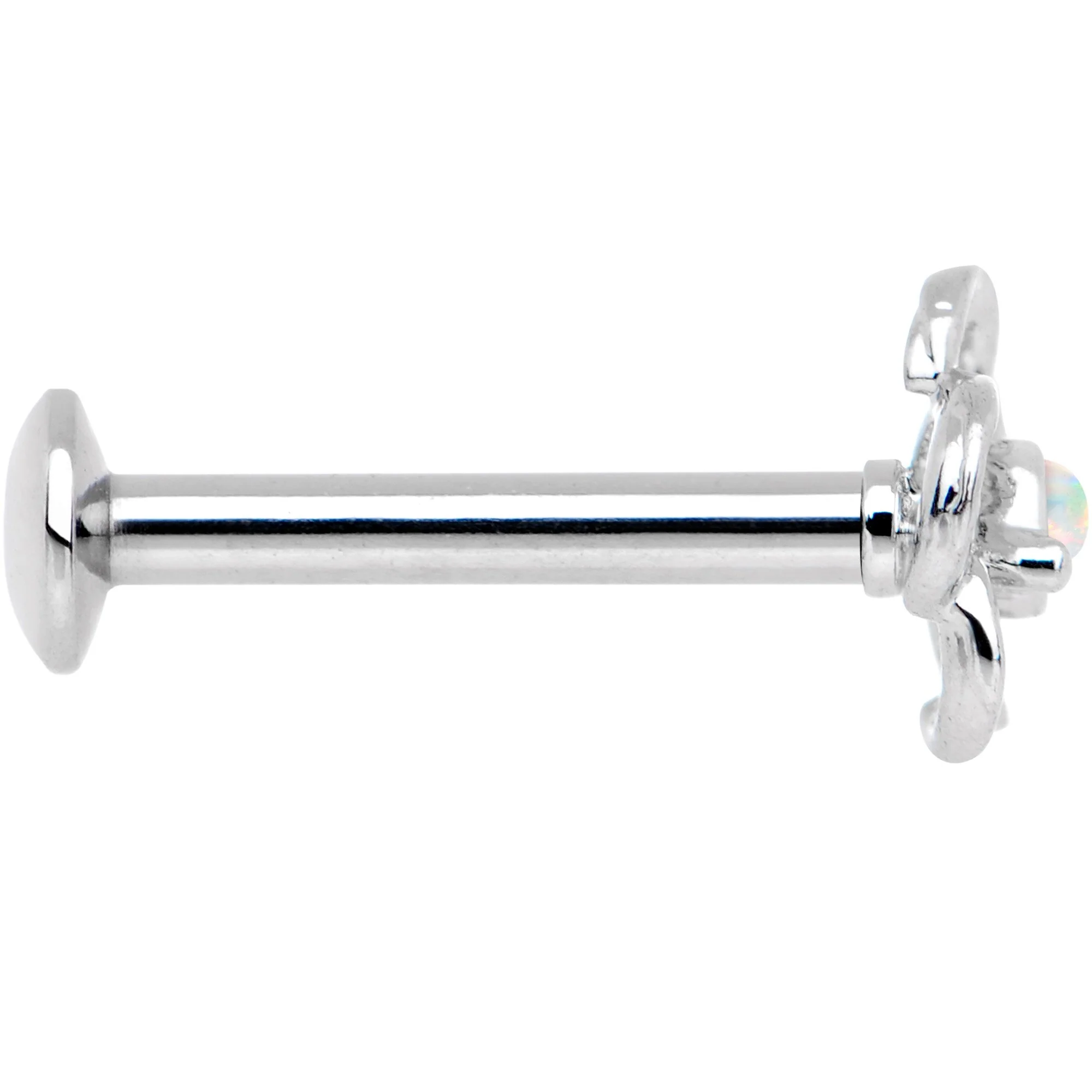 5/16 White Faux Opal Internally Threaded Hollow Flower Labret Monroe - Image 3