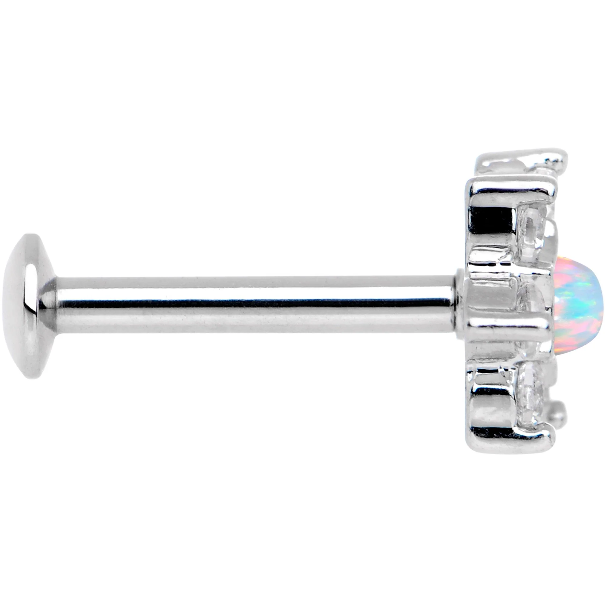 5/16 White Faux Opal Internally Threaded Star Flower Labret Monroe - Image 3