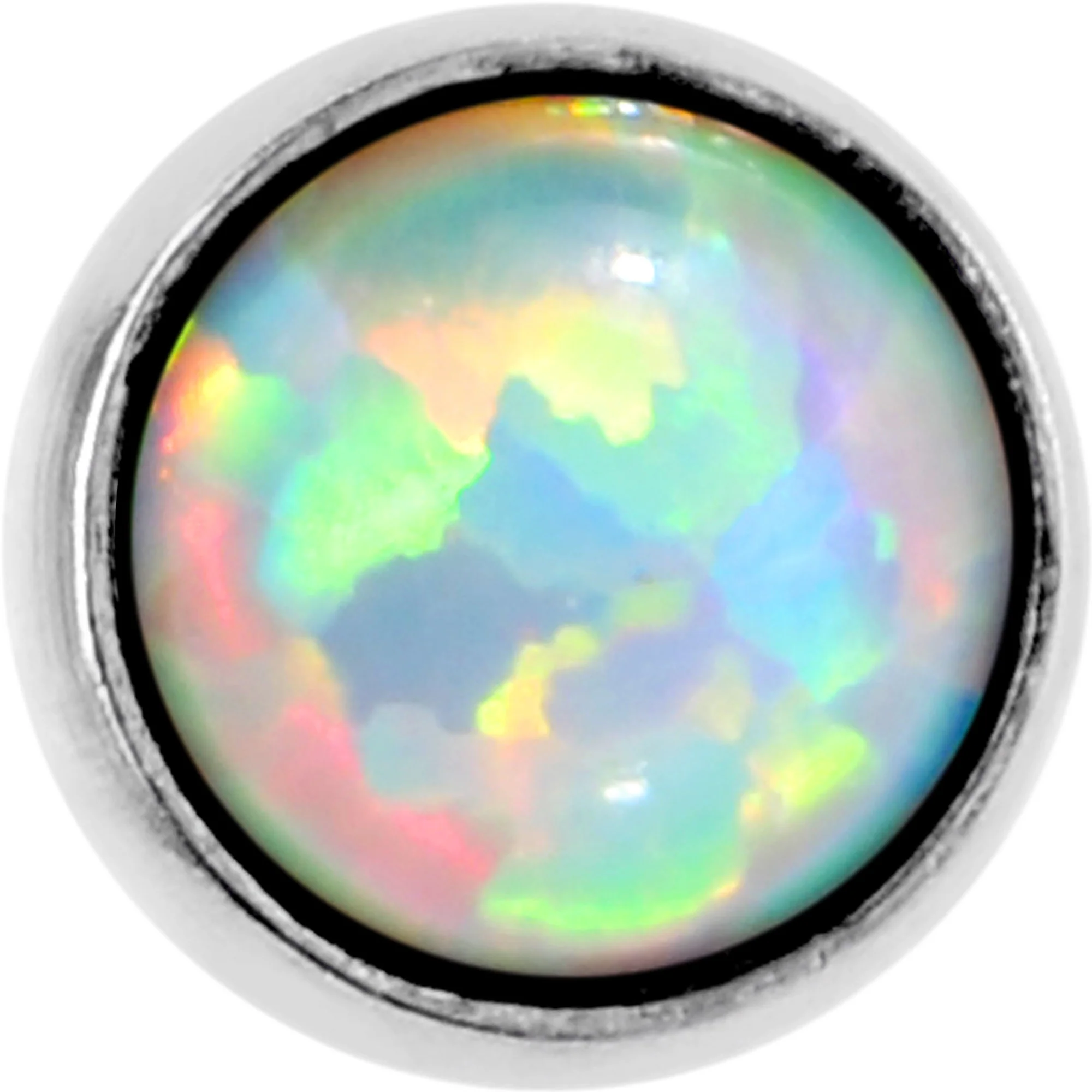 5/16 White Synthetic Opal Internally Threaded Daith Cartilage Tragus - Image 3