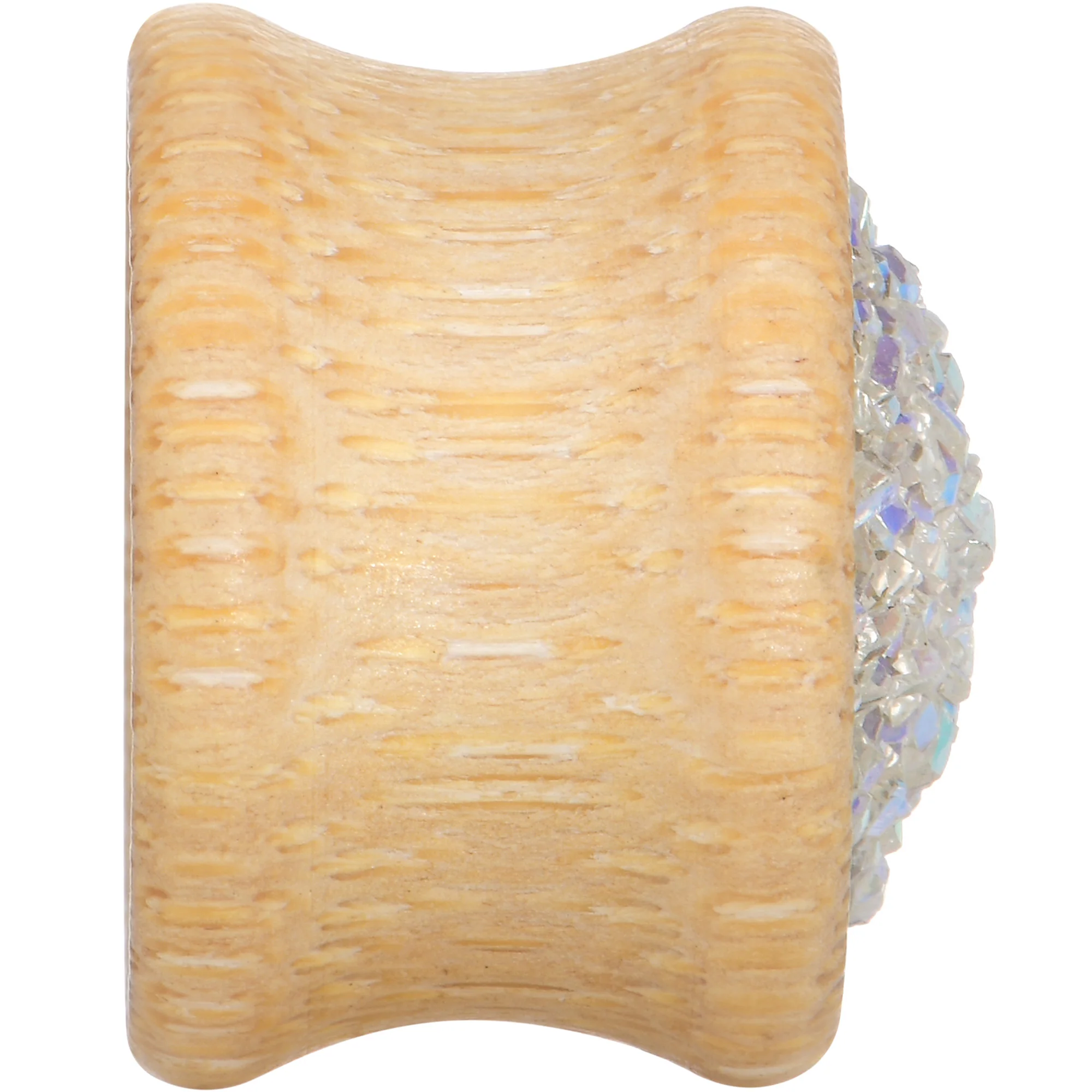 5/8 White Druzy Stone Wood Saddle Plug Set - Image 4