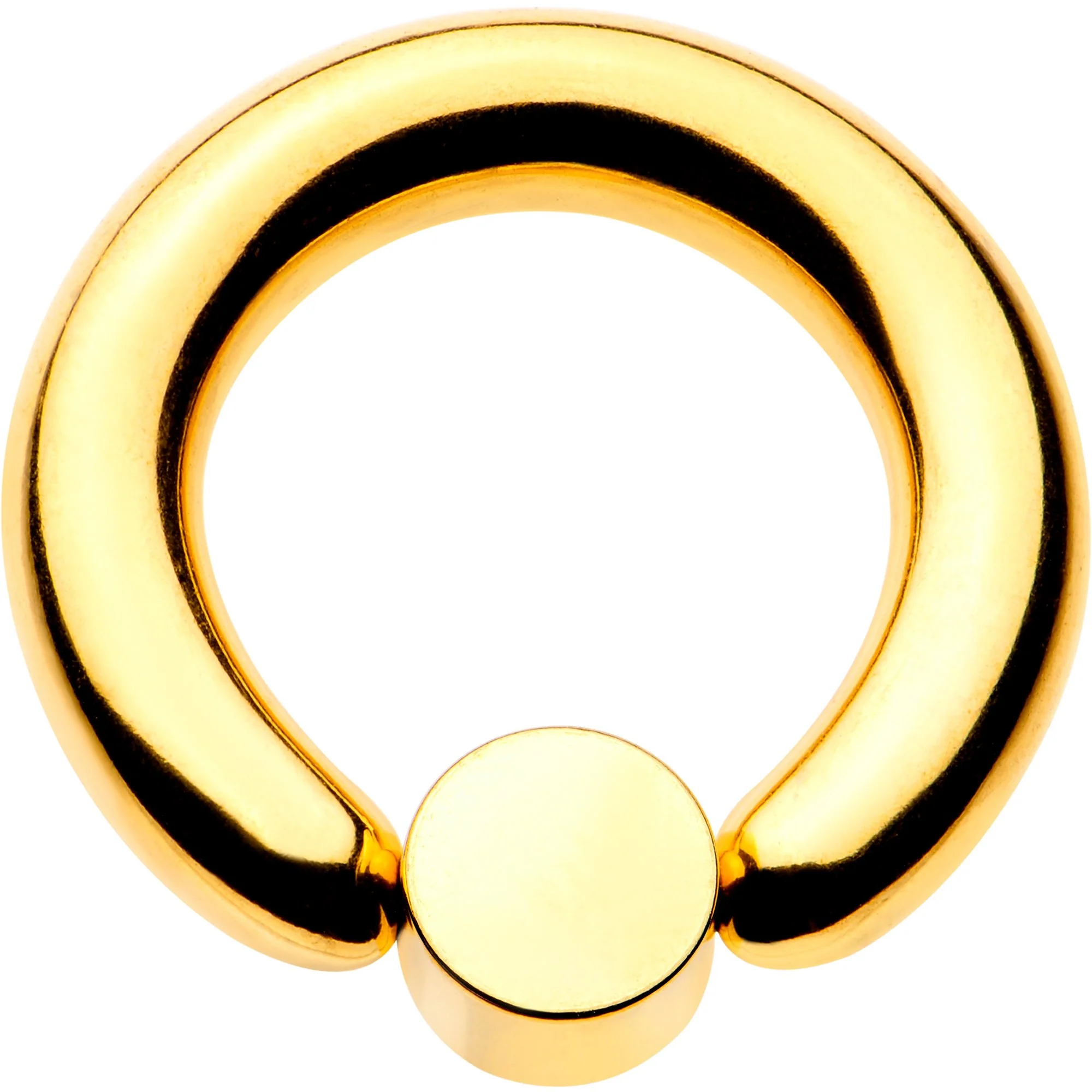 6G 1/2 Clear Gem 6mm Disc Gold IP BCR Captive Ring - Image 2