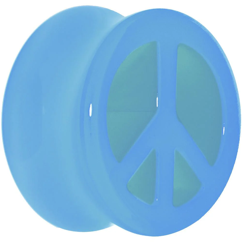 Acrylic Neon Blue Peace Sign Tunnel Plug 2G to 20mm - Image 10
