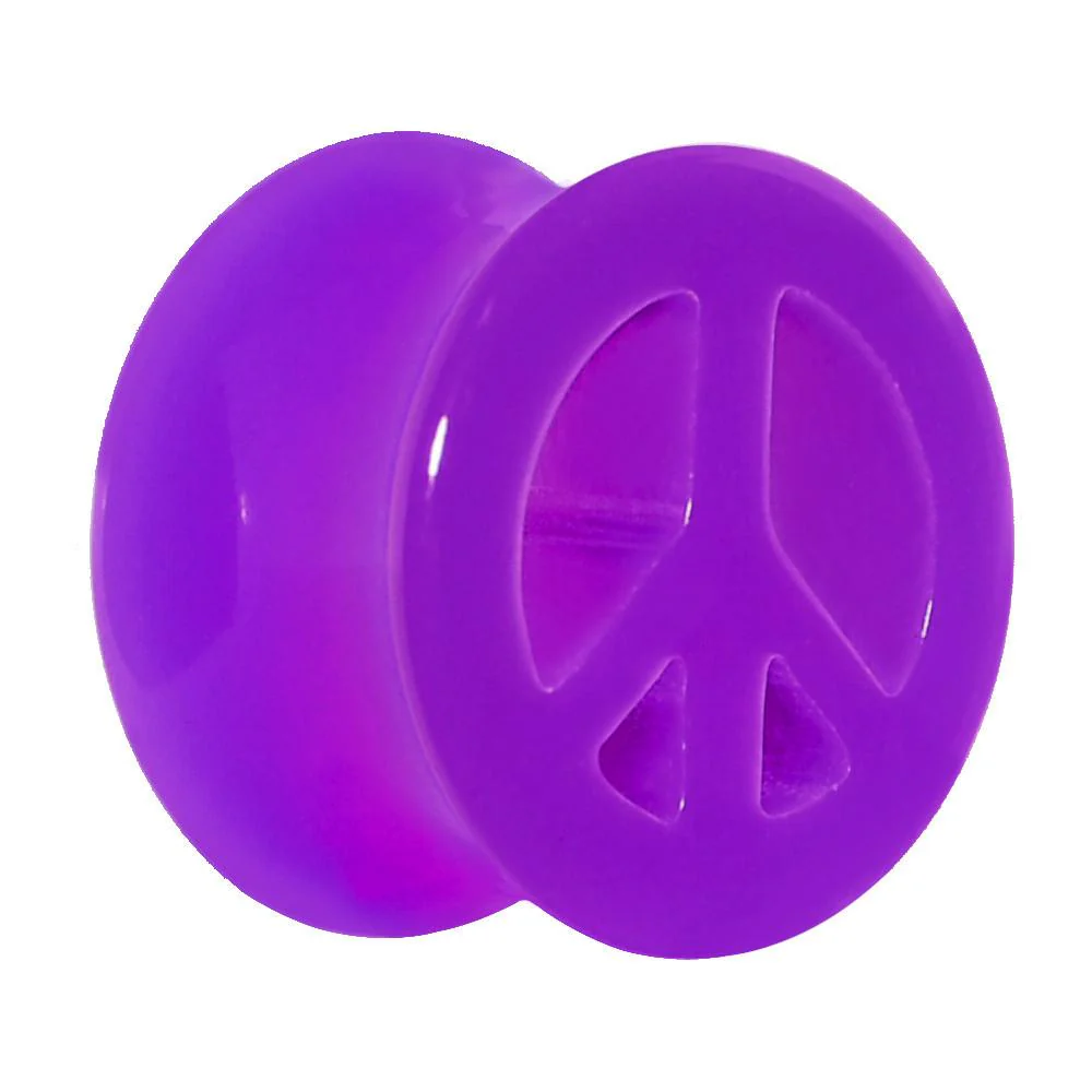 Acrylic Neon Purple Peace Sign Tunnel Plug 2G to 20mm - Image 4