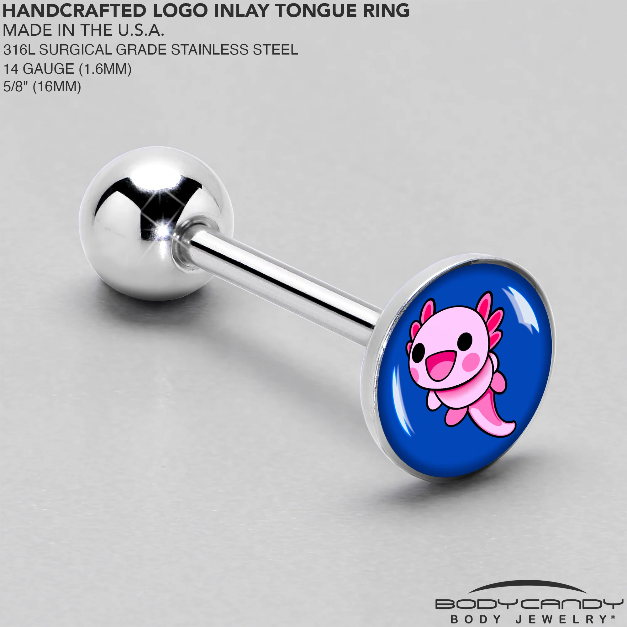 Adorable Axolotl Barbell Tongue Ring by Onyx O - Image 4