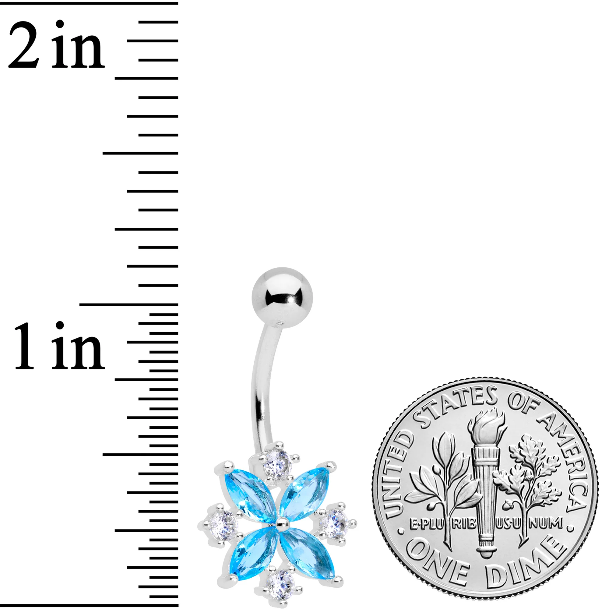 Aqua Clear CZ Gem Star Burst Belly Ring - Image 2