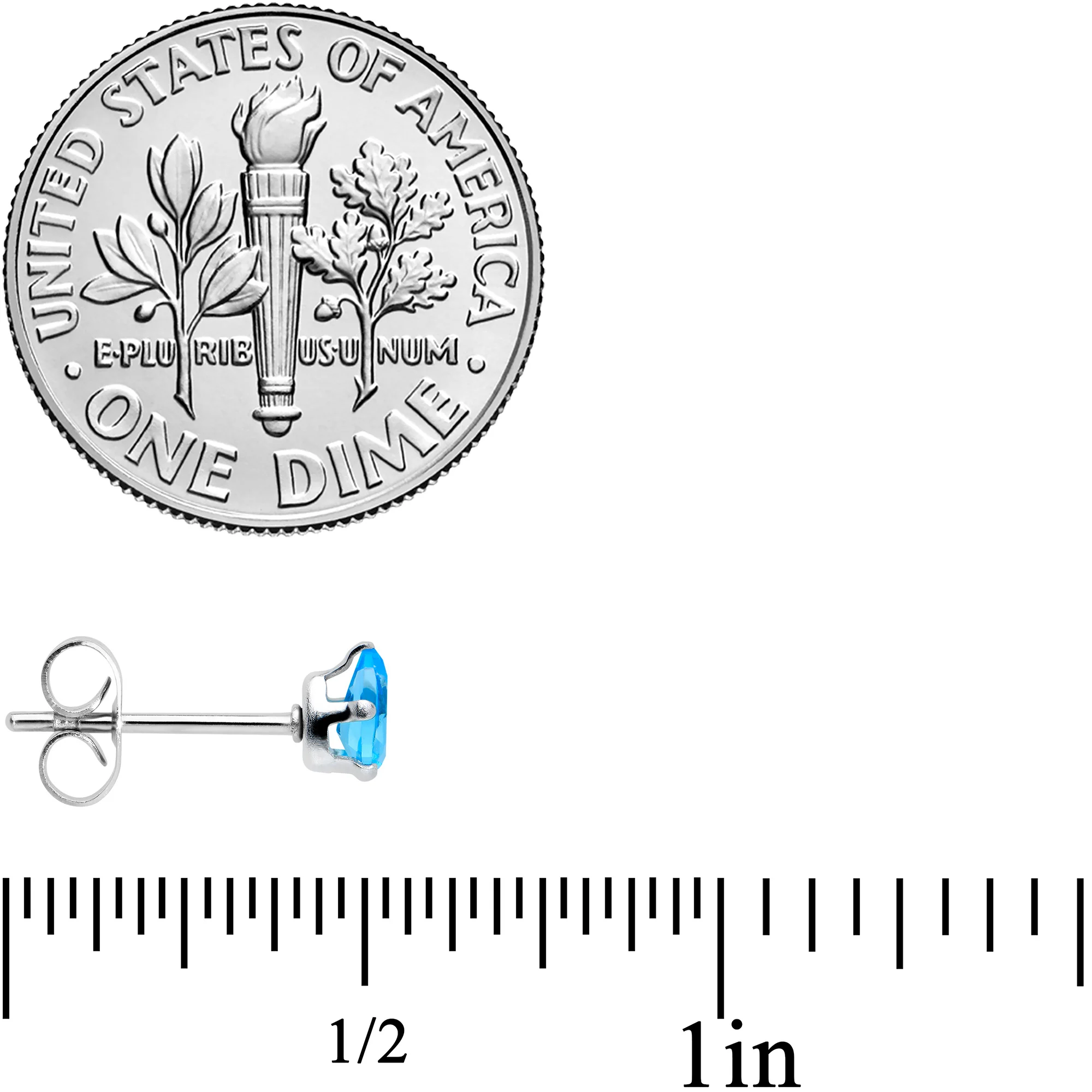 CZ Teardrop Aqua Stainless Steel Stud Earrings 3mm to 7mm - Image 5
