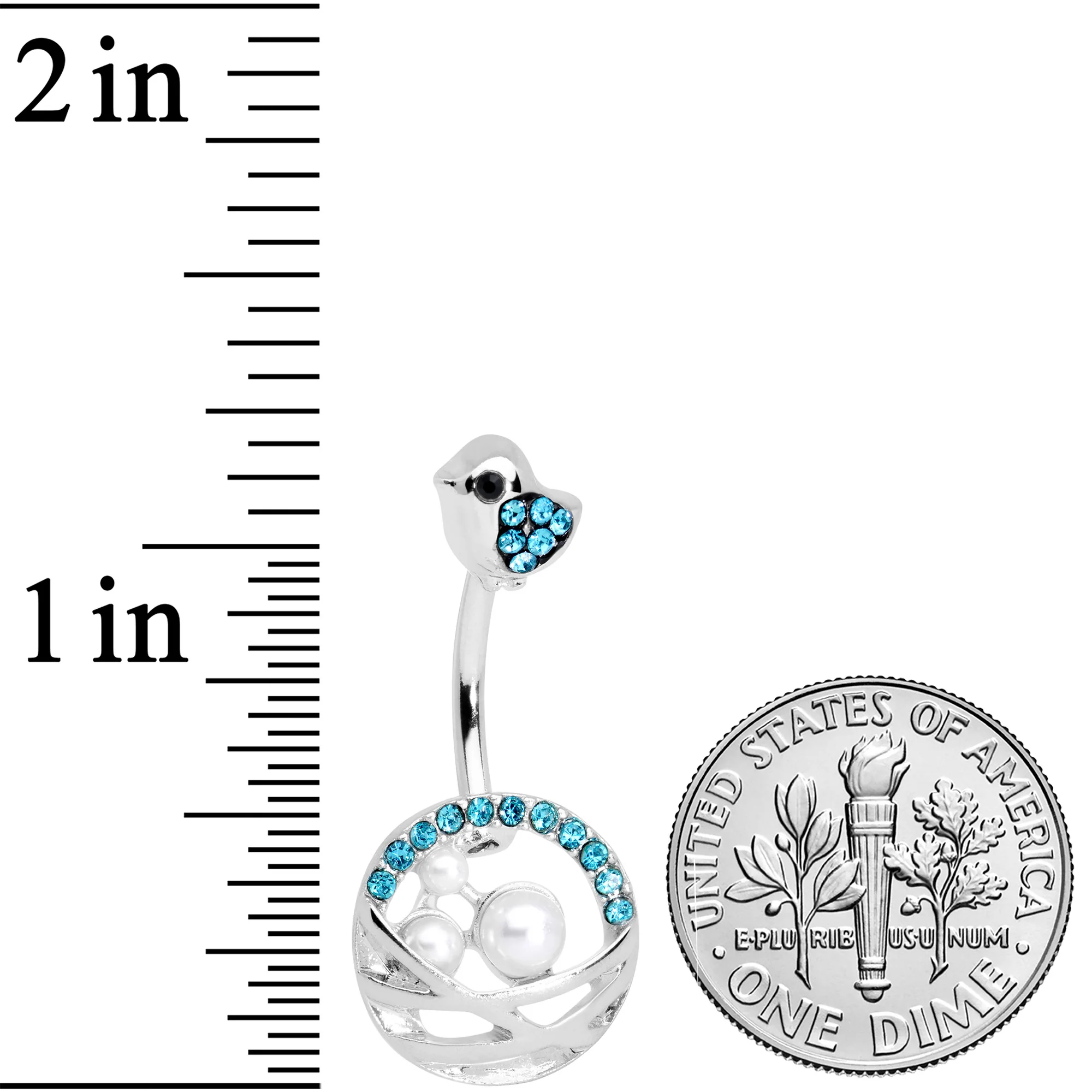 Aqua Gem Chick Basket of Eggs Belly Ring - Image 2