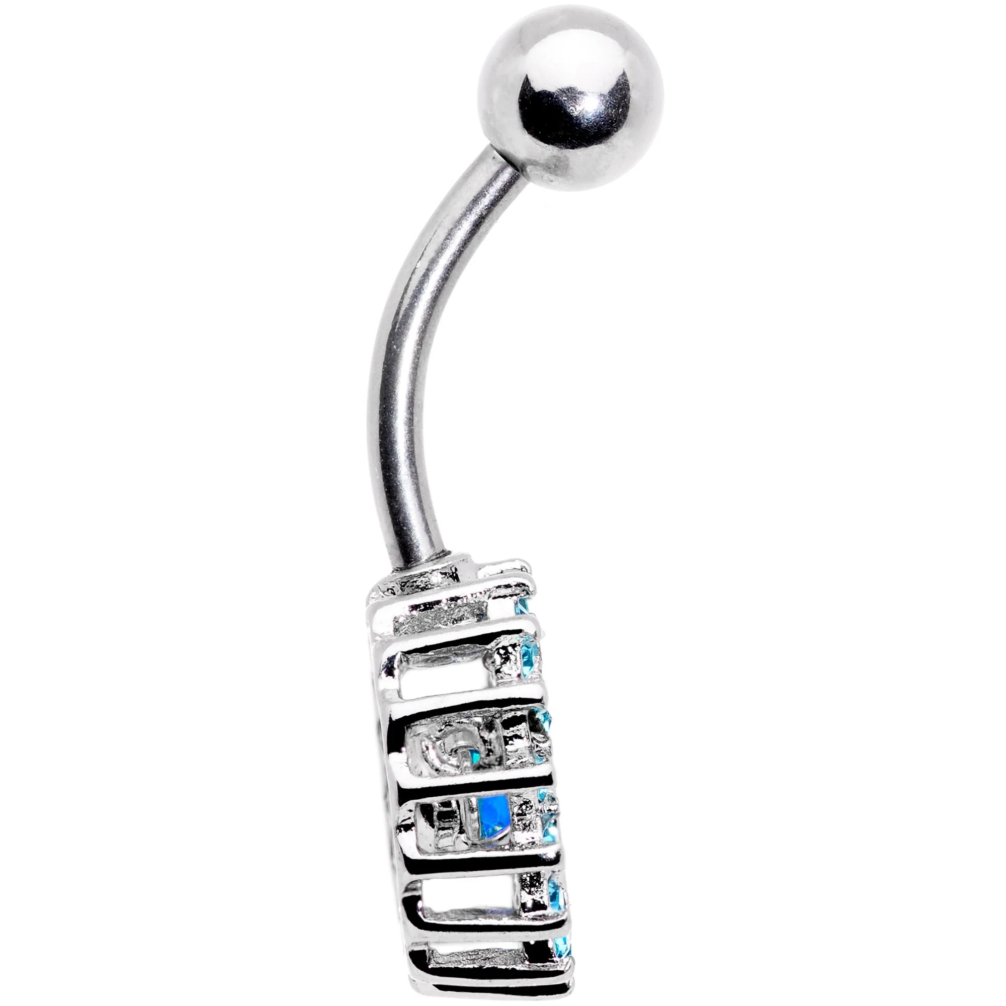 Aqua Gem Elegant Dance Crown Belly Ring - Image 2