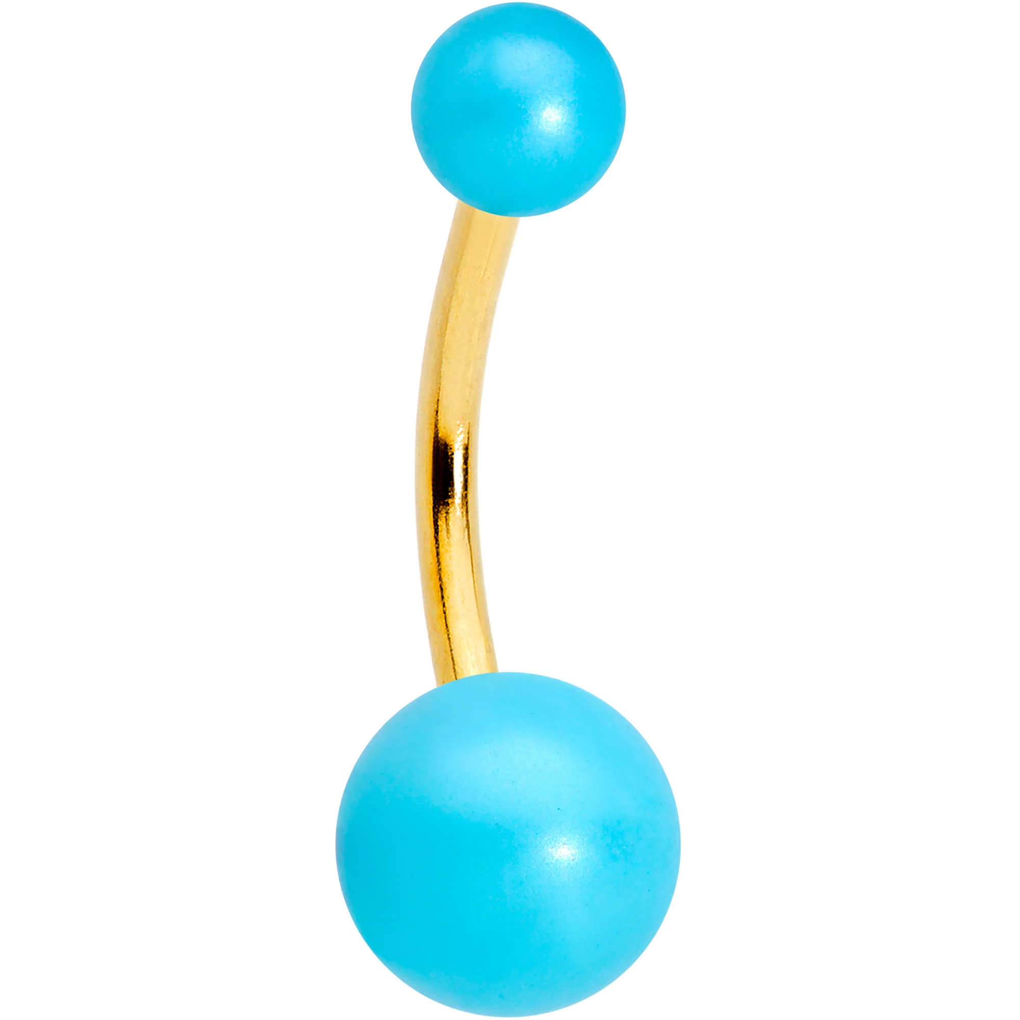 Aqua Gem Gold Tone Flower Pearly Belly Ring Set of 3 - Image 4