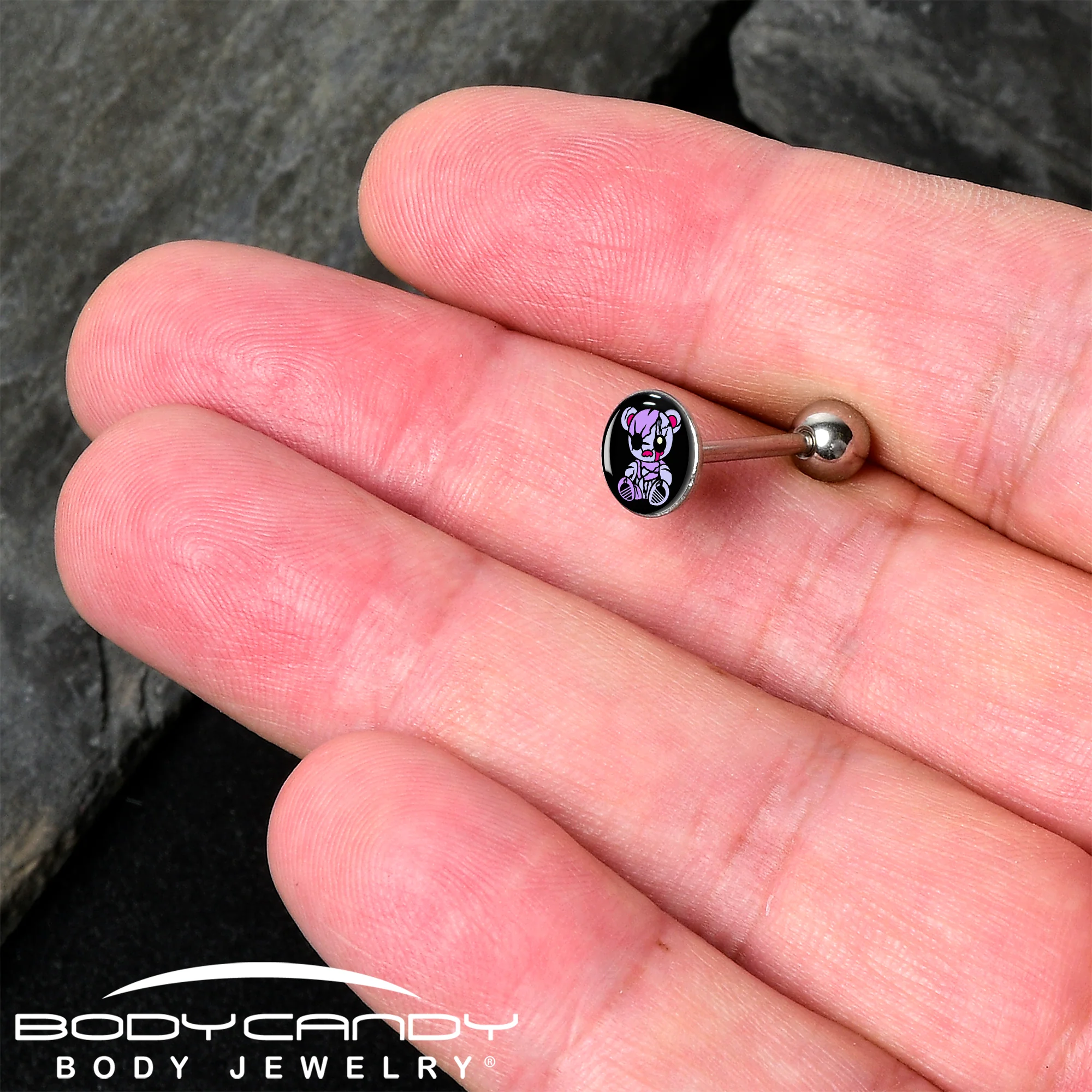 Attitude Teddy Bear Barbell Tongue Ring by Onyx O - Image 2
