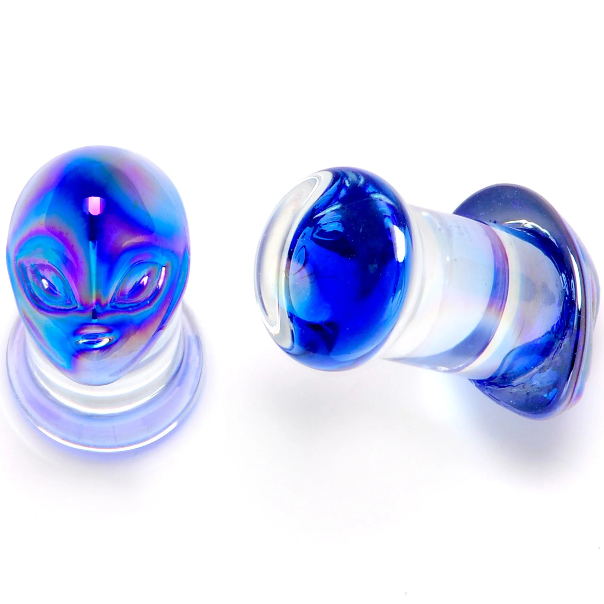 Aurora Blue Glass Outer Space Alien Double Flare Plug Set 10mm to 19mm - Image 8