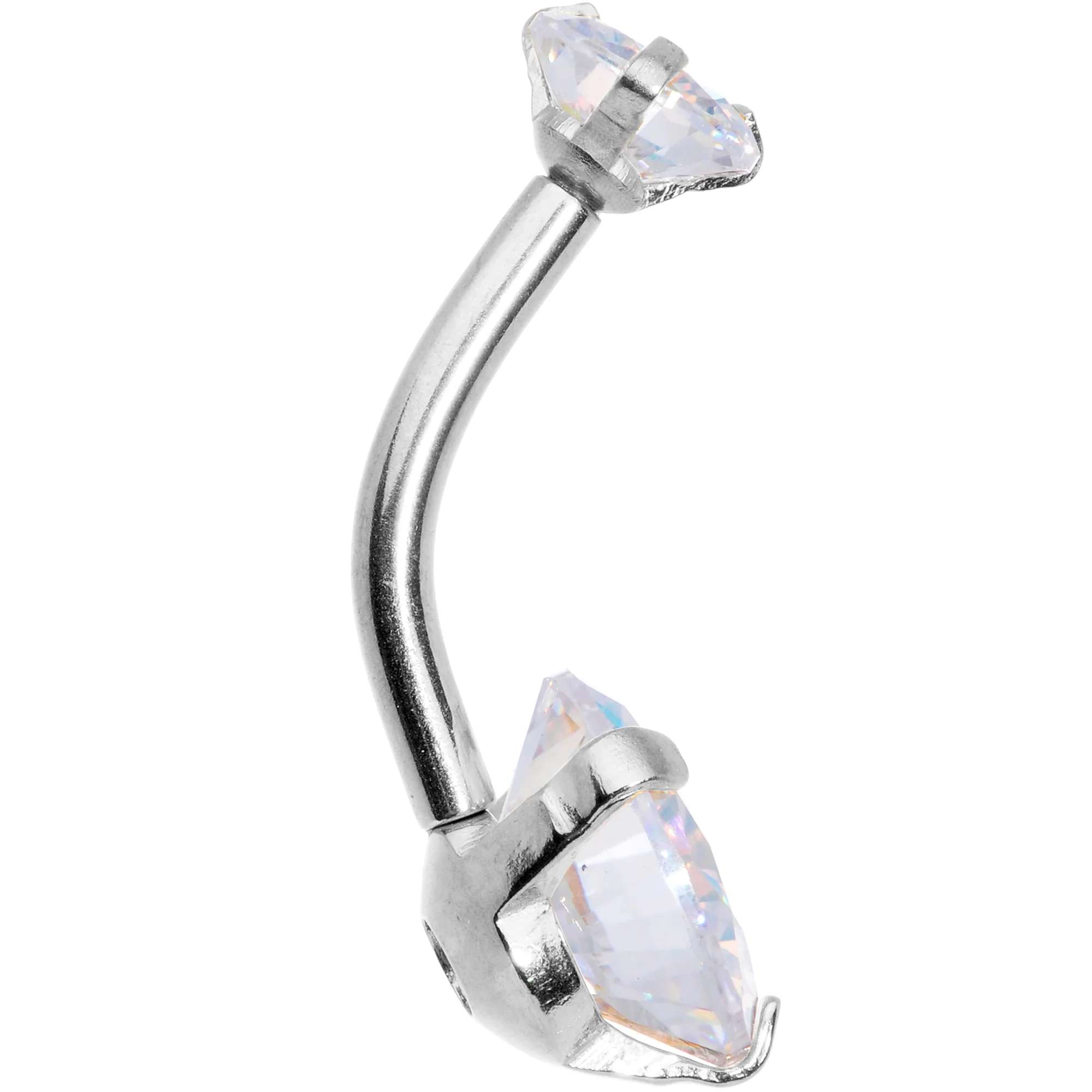 Aurora CZ Gem Duo Internally Threaded Belly Ring - Image 2