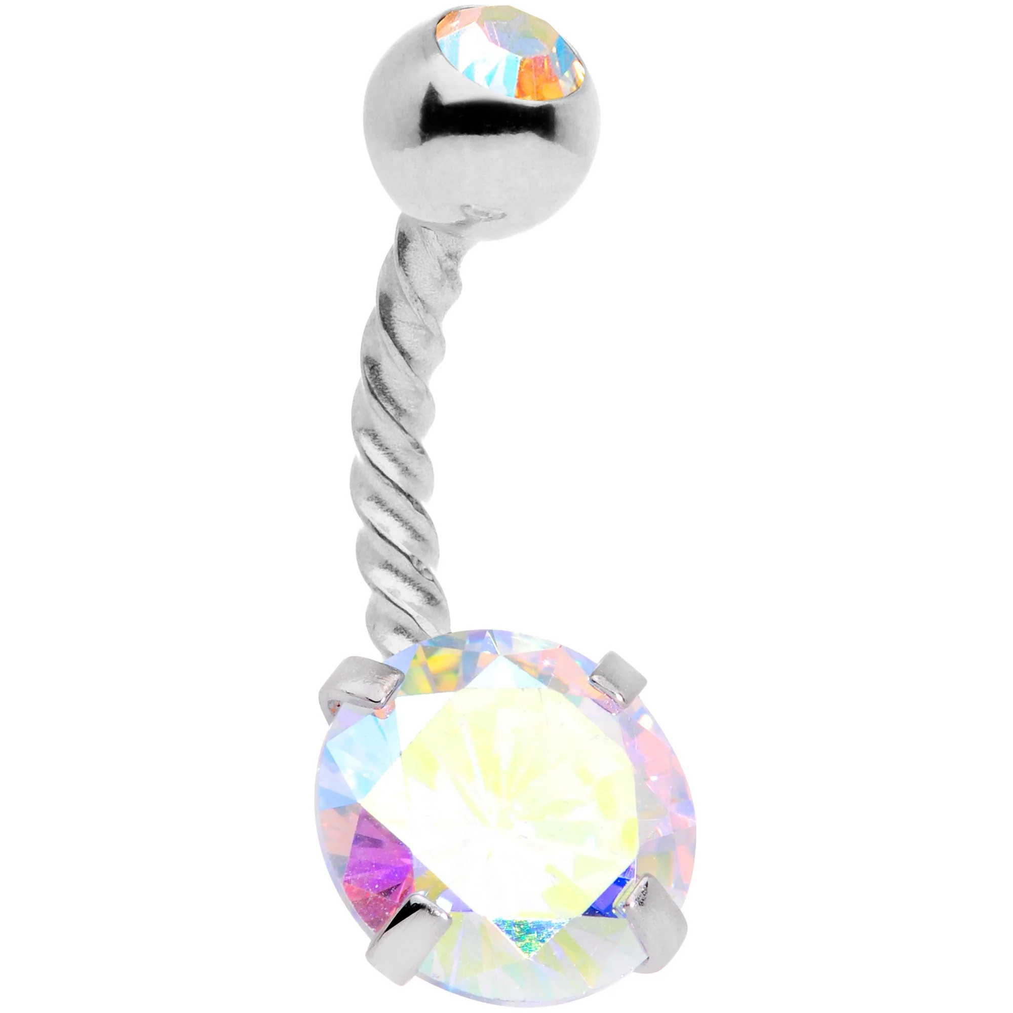 Aurora Gem Disco Ball Twisted Belly Ring Set of 3 - Image 4