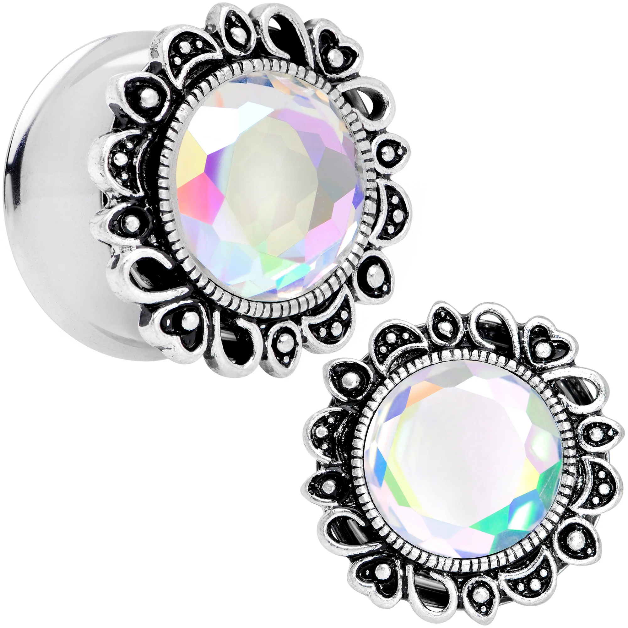 Aurora Gem Filigree Flower Double Flare Plug Set 2G to 1 Inch - Image 13