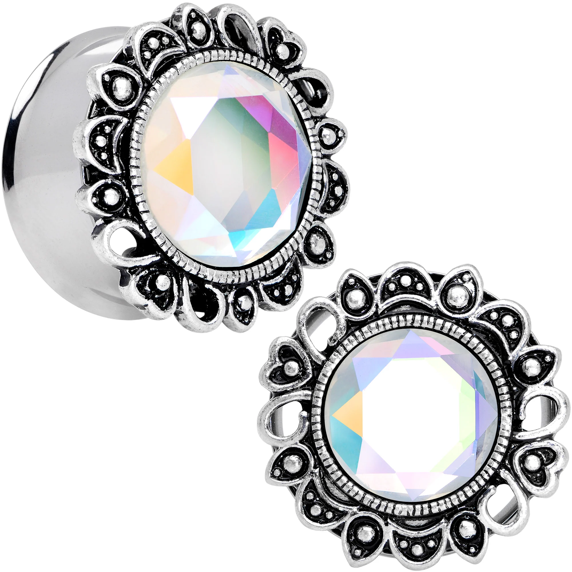 Aurora Gem Filigree Flower Double Flare Plug Set 2G to 1 Inch - Image 14