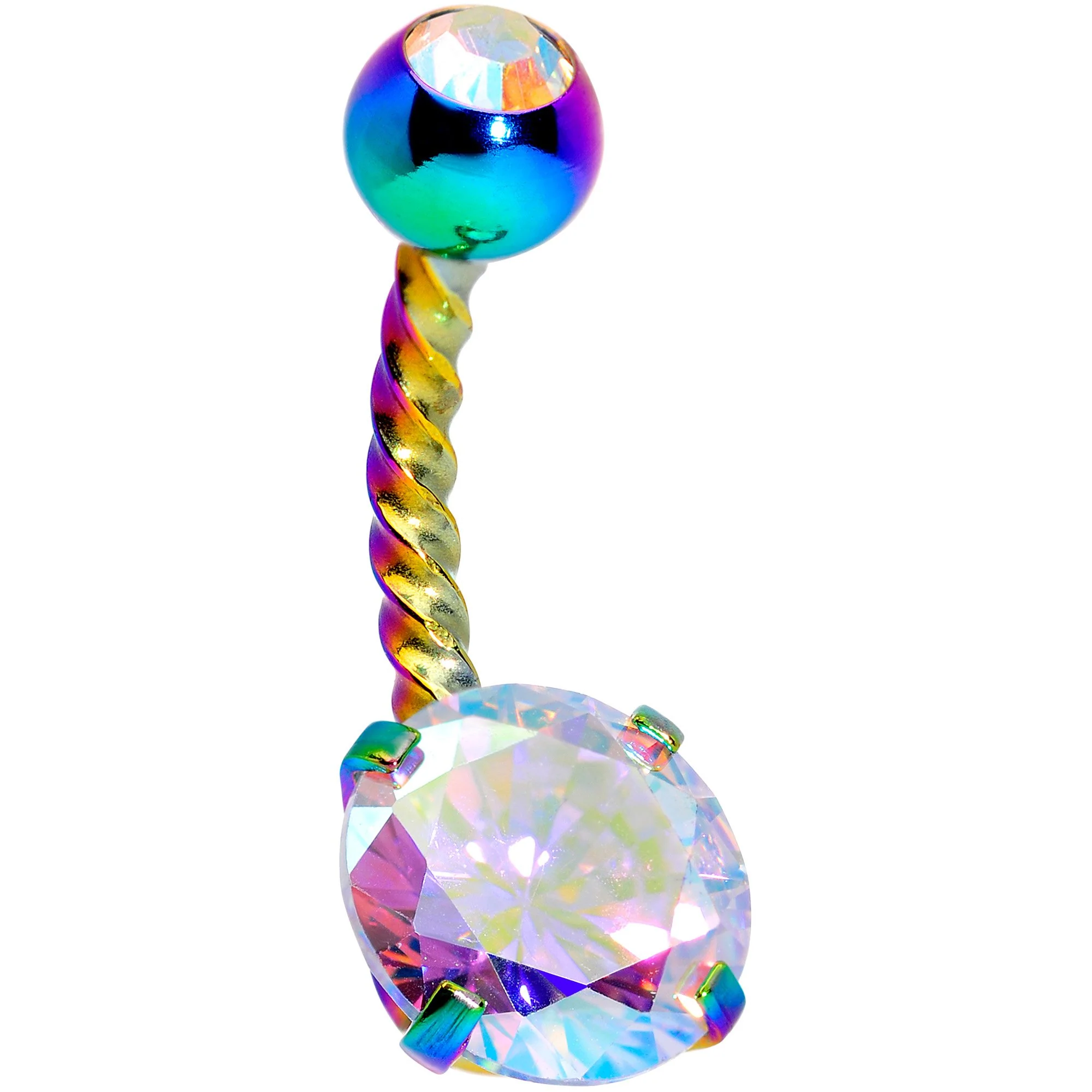 Aurora Gem Rainbow Totally Twisted Belly Ring Set of 2 - Image 3