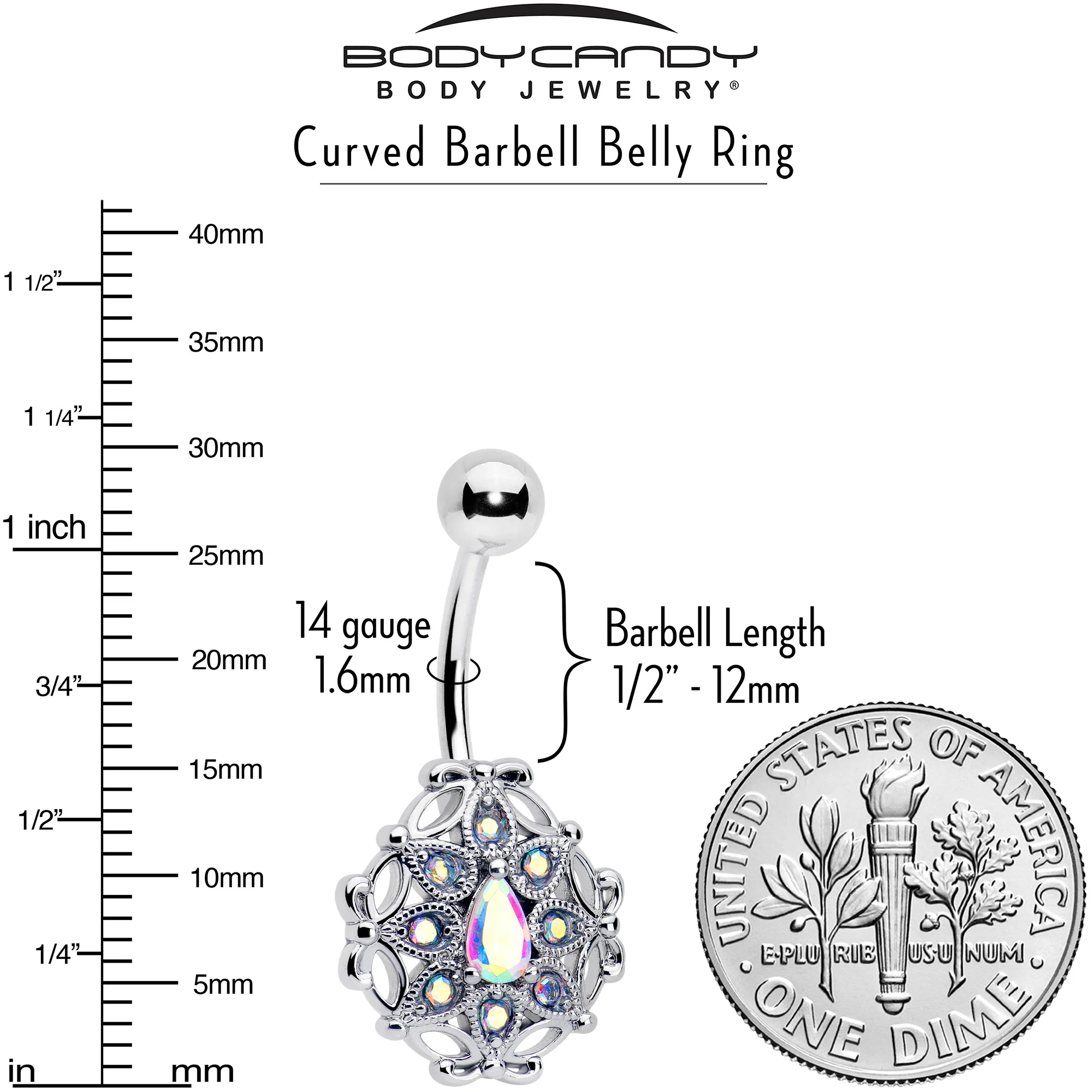 Aurora Gem Retro Sunburst Belly Ring - Image 2