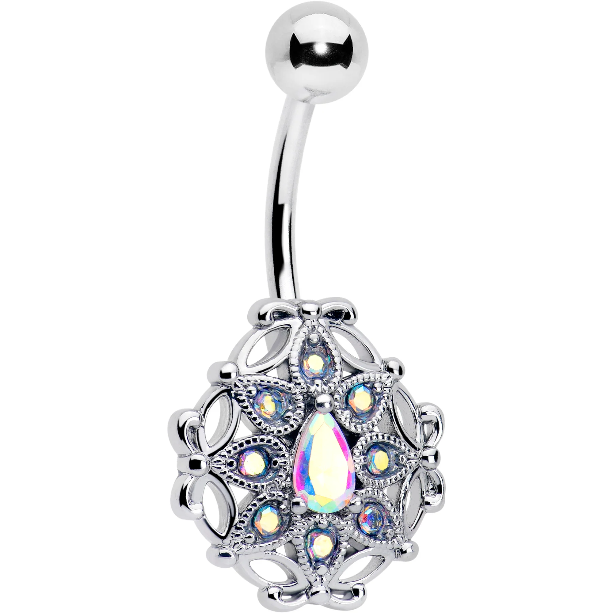 Aurora Gem Retro Sunburst Belly Ring - Image 3