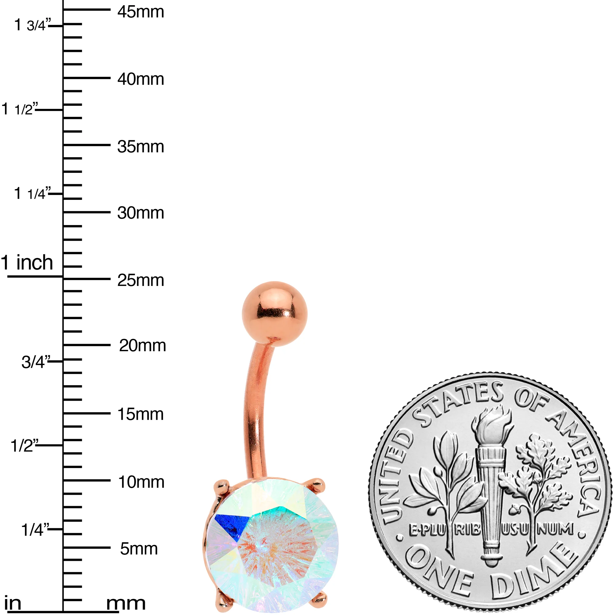 Aurora Gem Rose Gold Tone Simply Elegant Style Belly Ring - Image 4