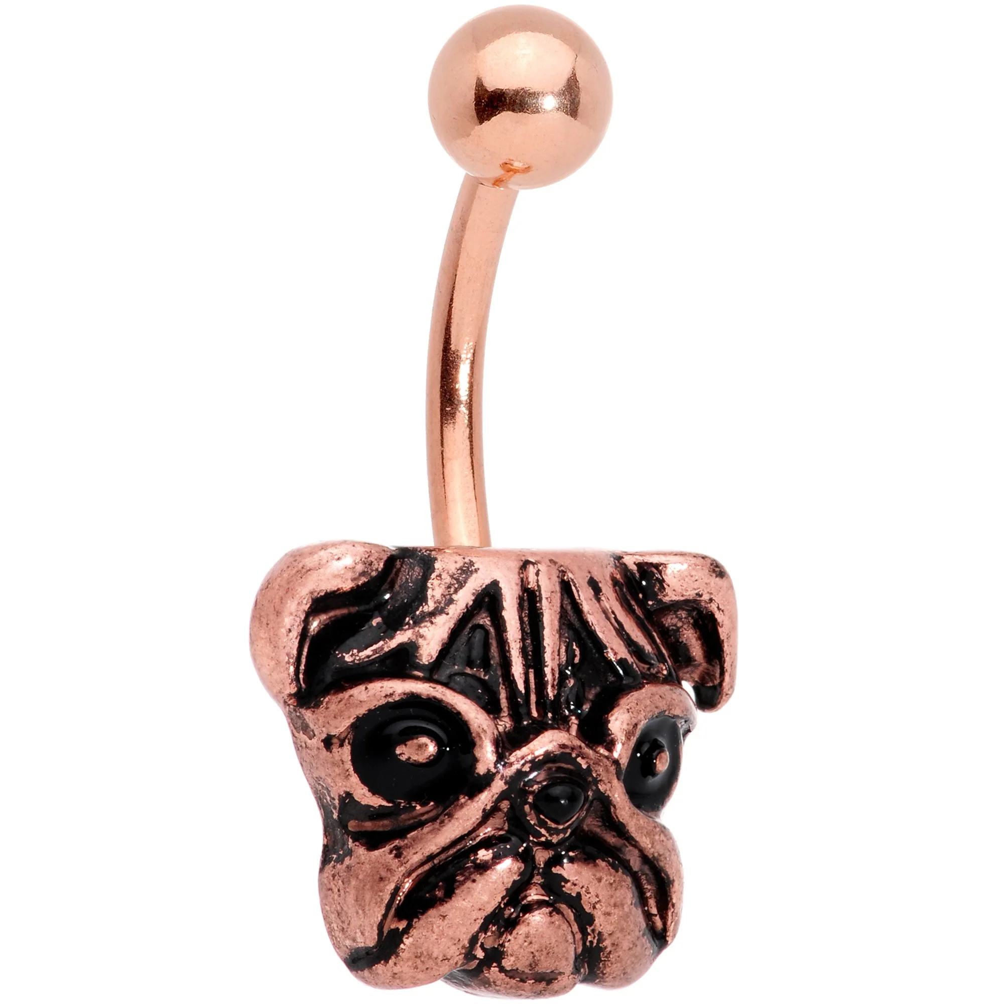 Aurora Gem Rose Gold Tone Variety Bulldog Belly Ring Set of 4 - Image 2