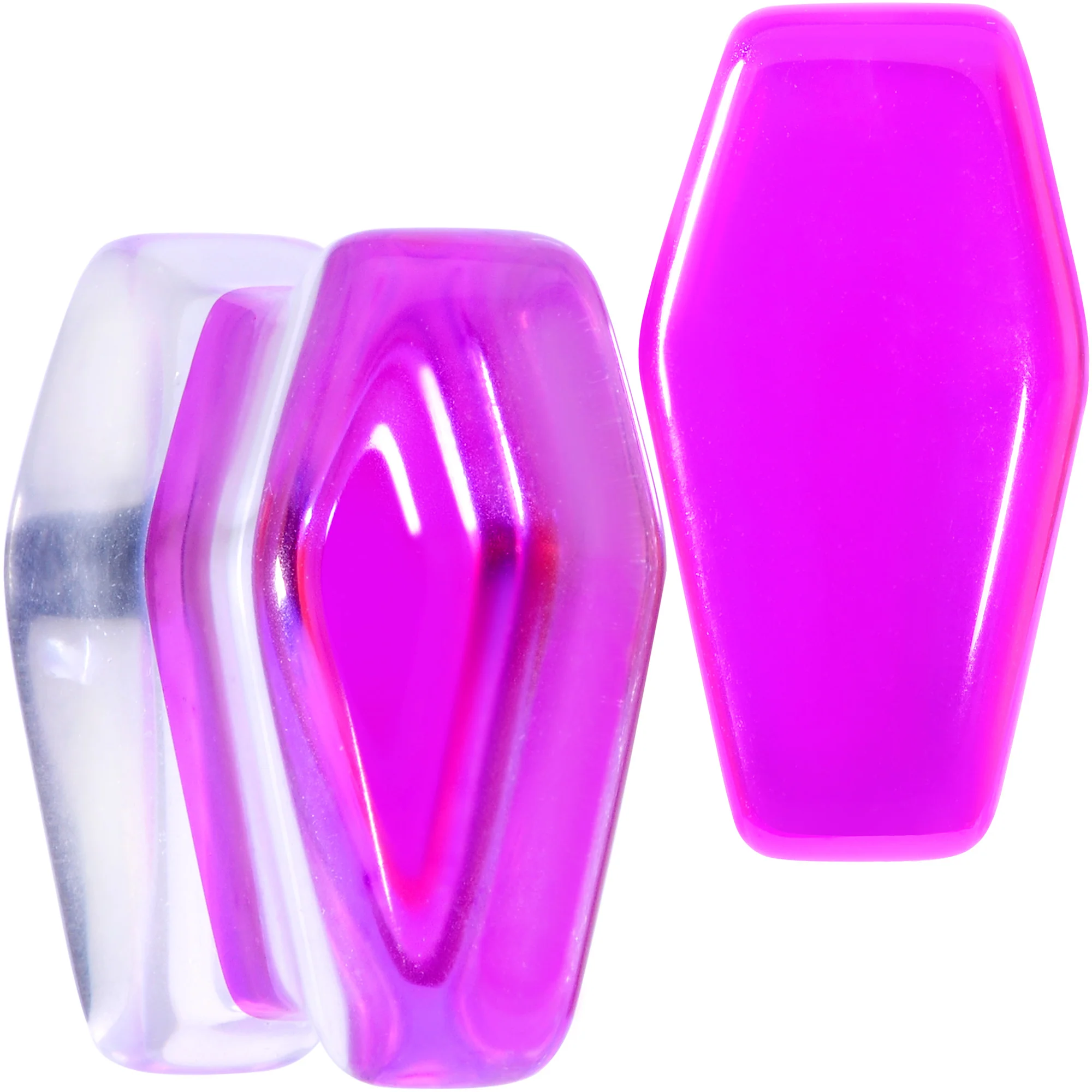 Aurora Purple Cloudy Quartz Stone Coffin Double Flare Plug Set - Image 7
