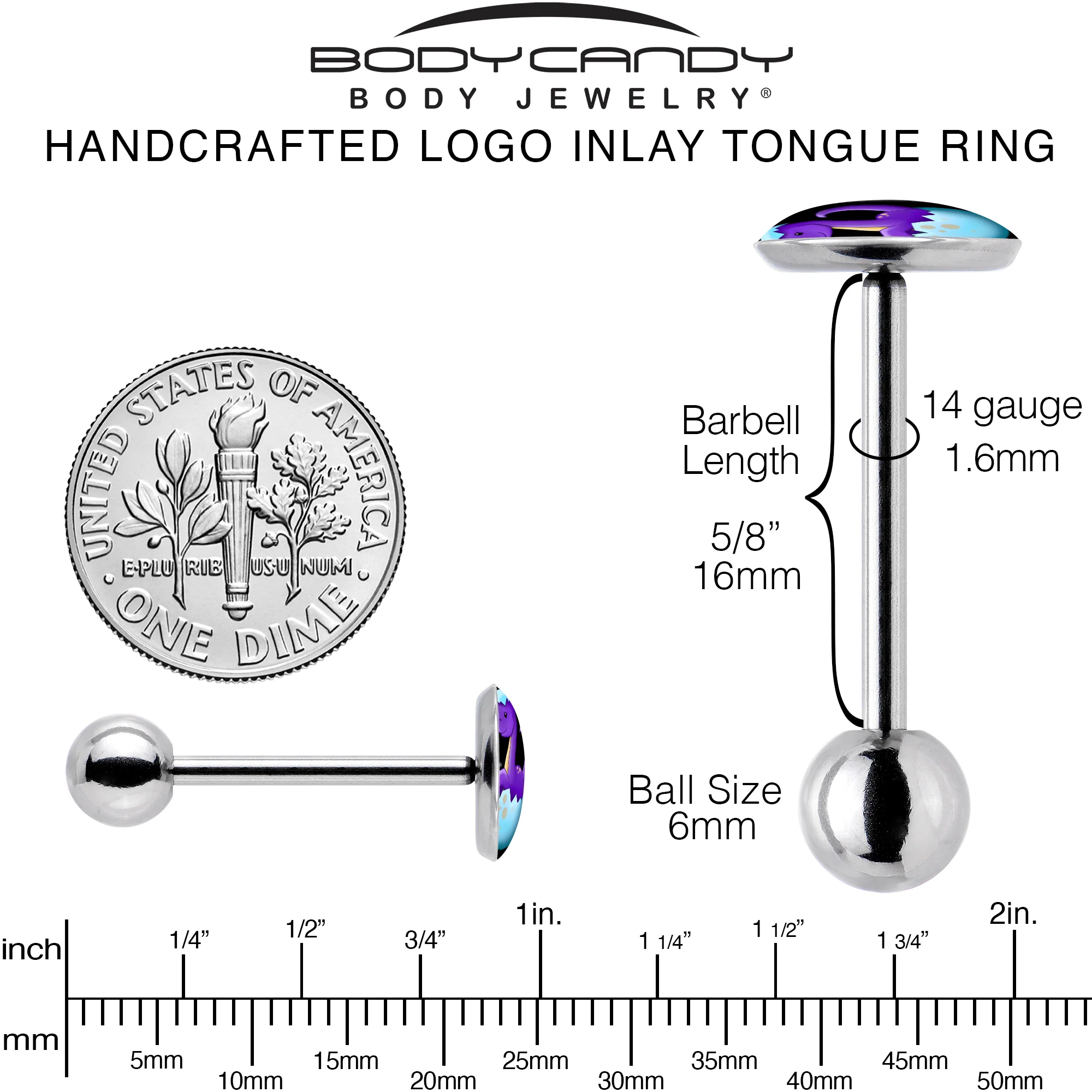 Baby Dinosaur Barbell Tongue Ring by Onyx O - Image 5