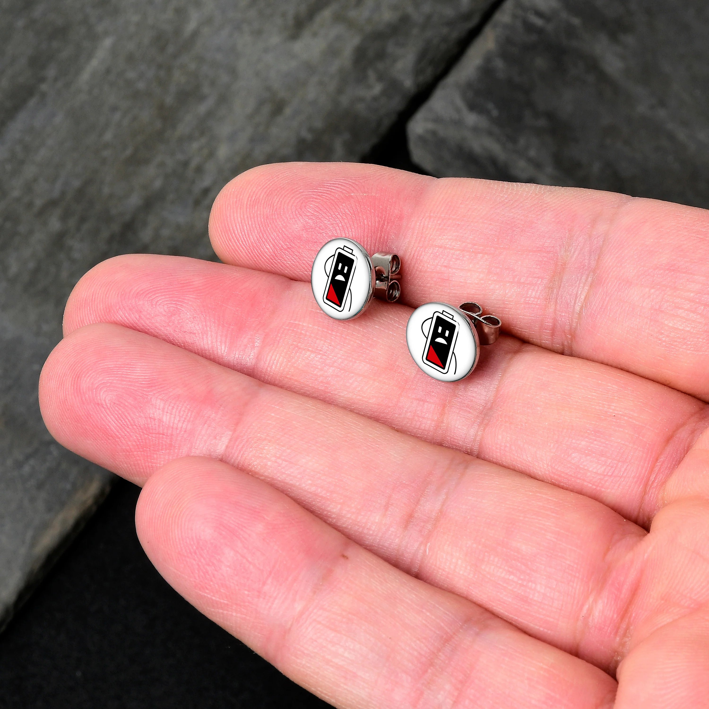 Battery Empty Stud Earrings by Onyx O - Image 2