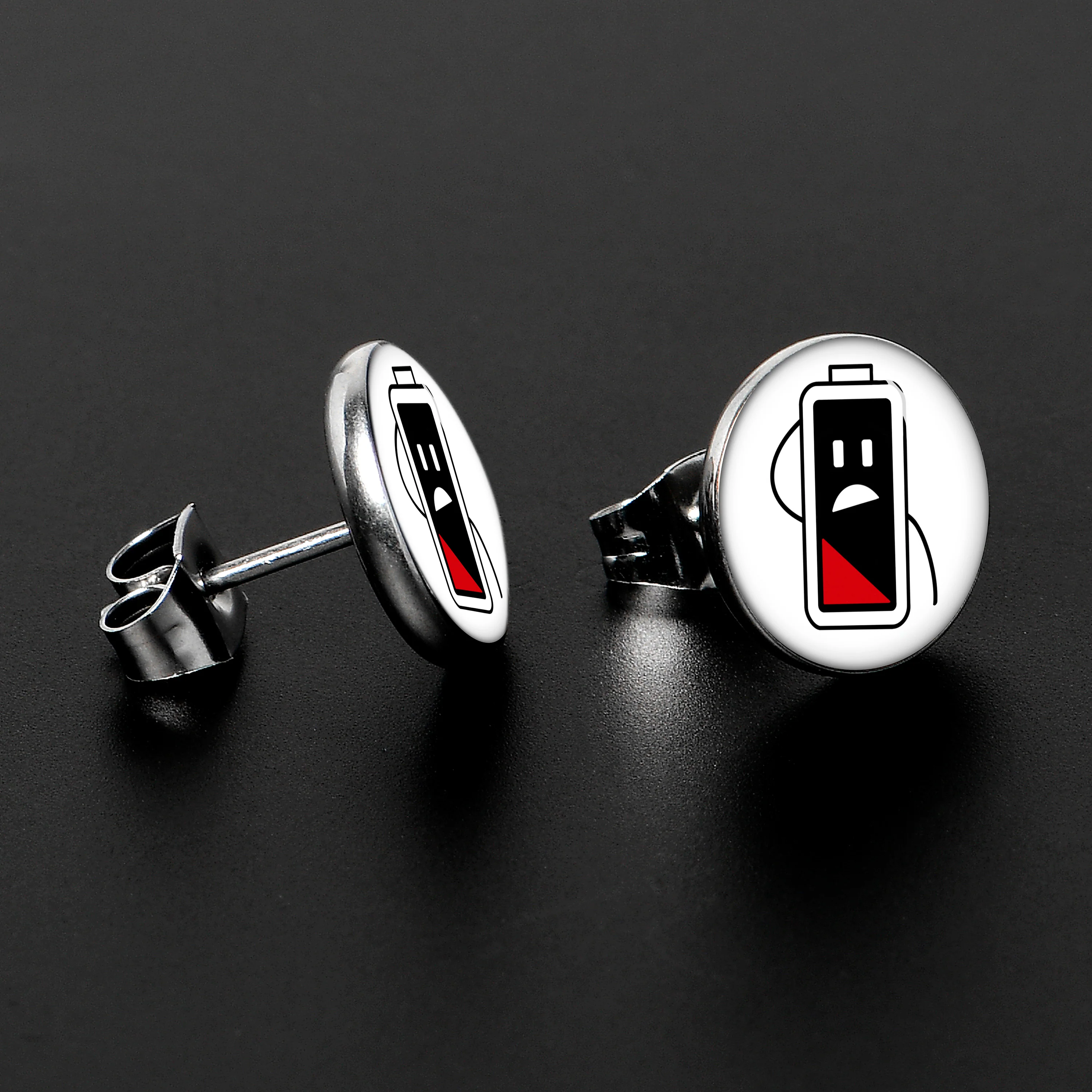 Battery Empty Stud Earrings by Onyx O - Image 3