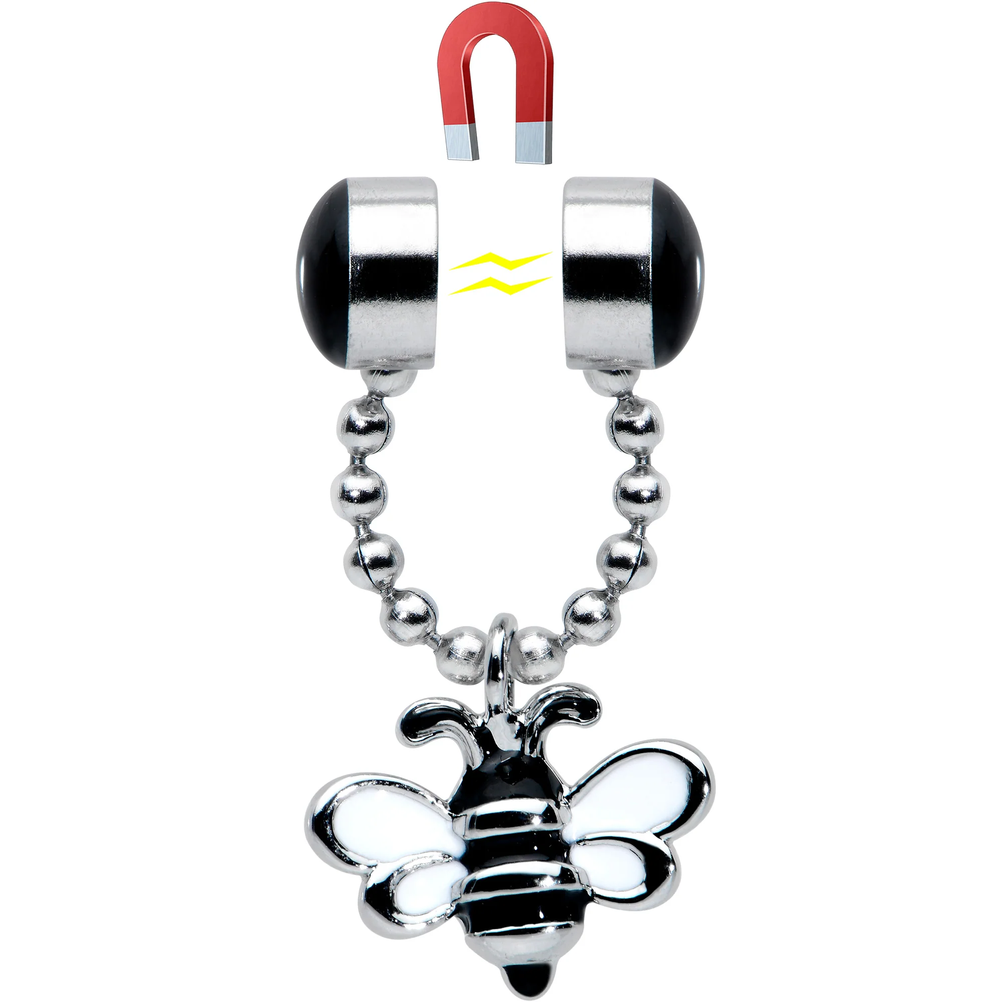 Bee Chain Dangle Non Pierced Magnetic Clip On Fake Septum Ring - Image 4