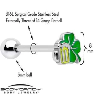 Beer Shamrock St Patricks Barbell Tongue Ring - Image 2