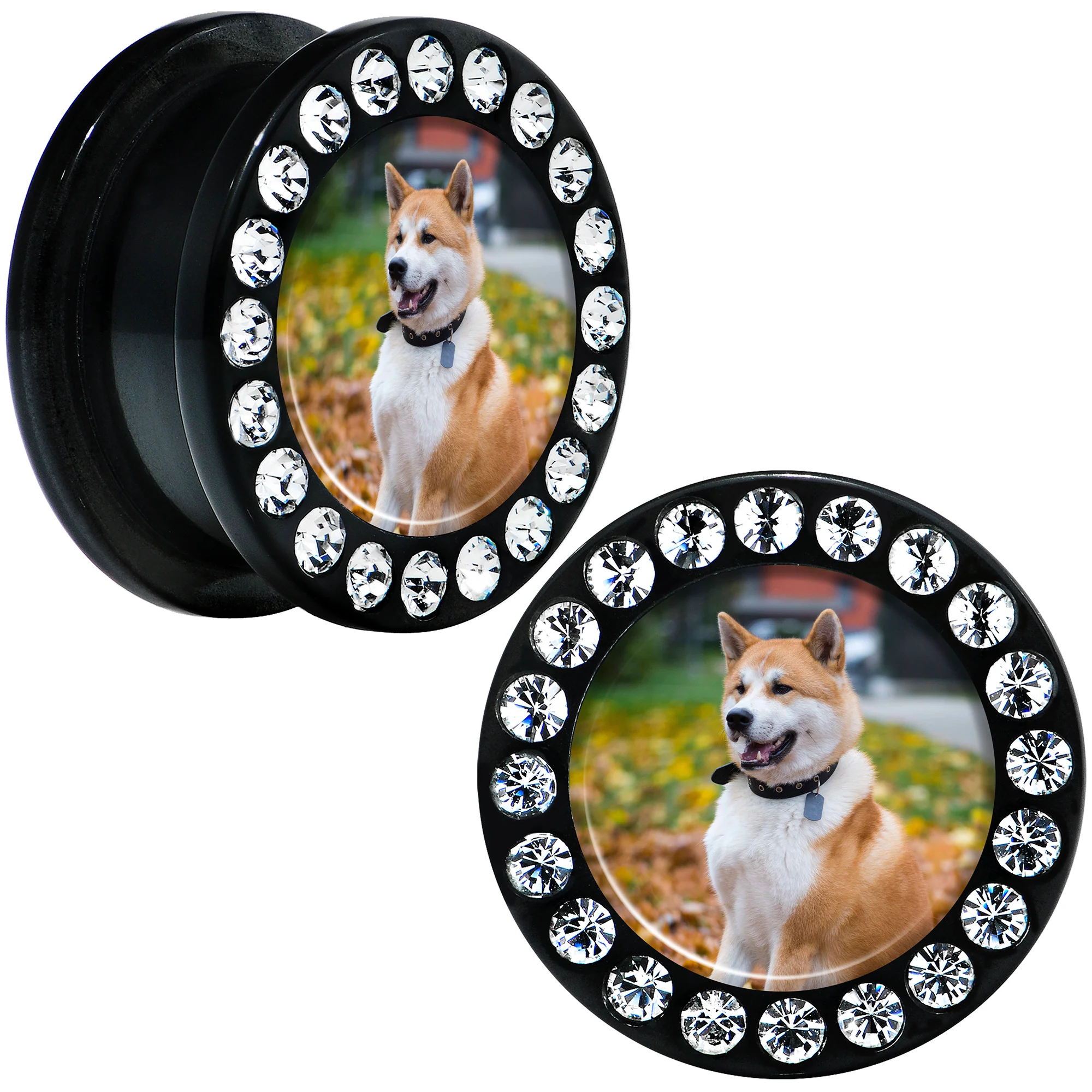 Black Acrylic Custom Photo Gem Screw Fit Plug - buy 2 for a pair - Image 8