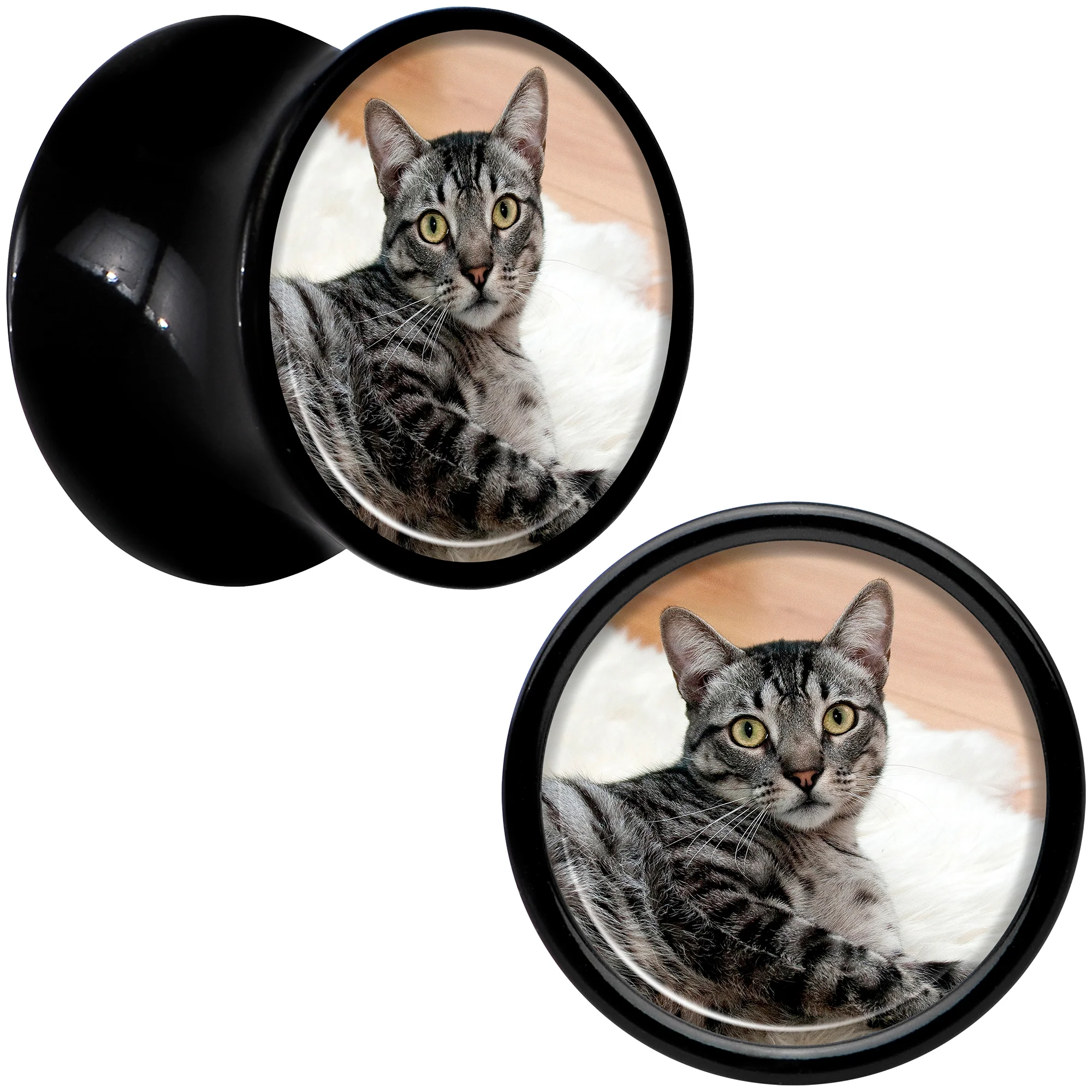 Black Acrylic Custom Photo Saddle Plug - buy 2 for a pair - Image 6