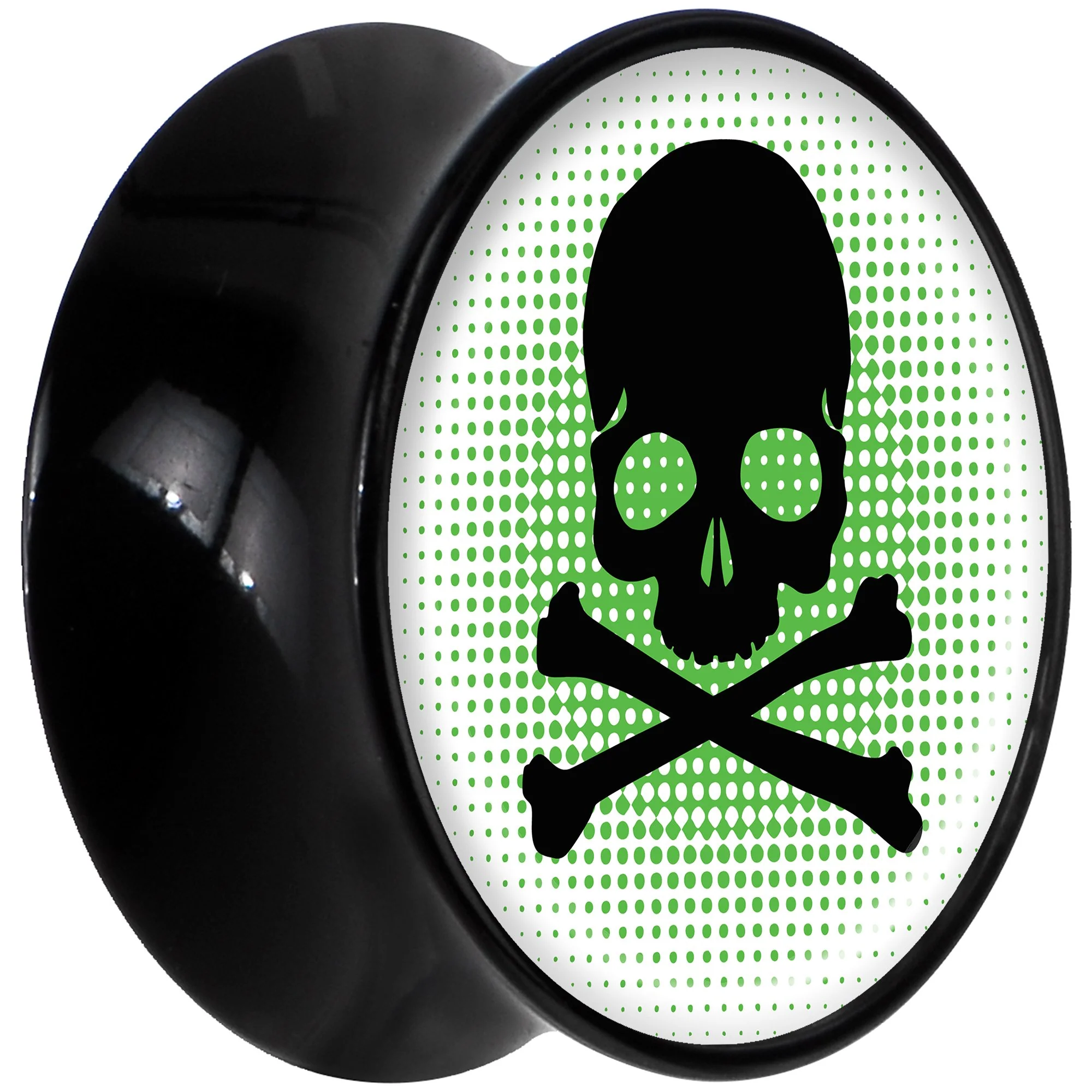 Black Acrylic Green Black Skull Saddle Plug Set 9/16 - Image 2