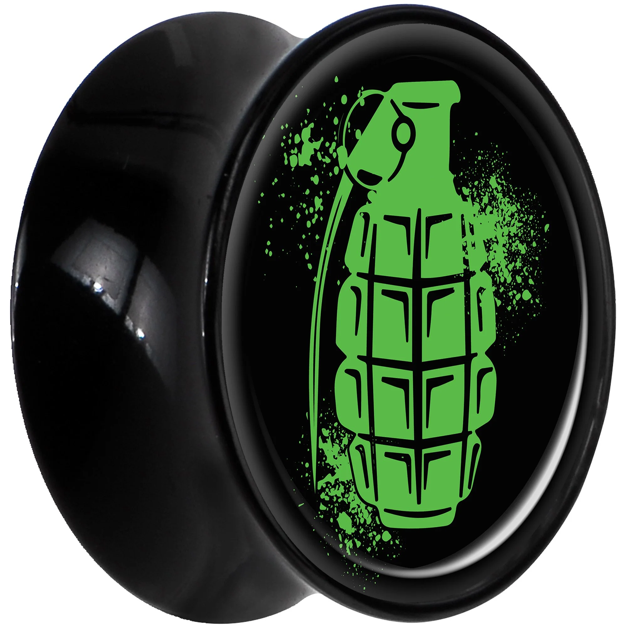 Black Acrylic Green Grenade Saddle Plug Set 5/8 - Image 2