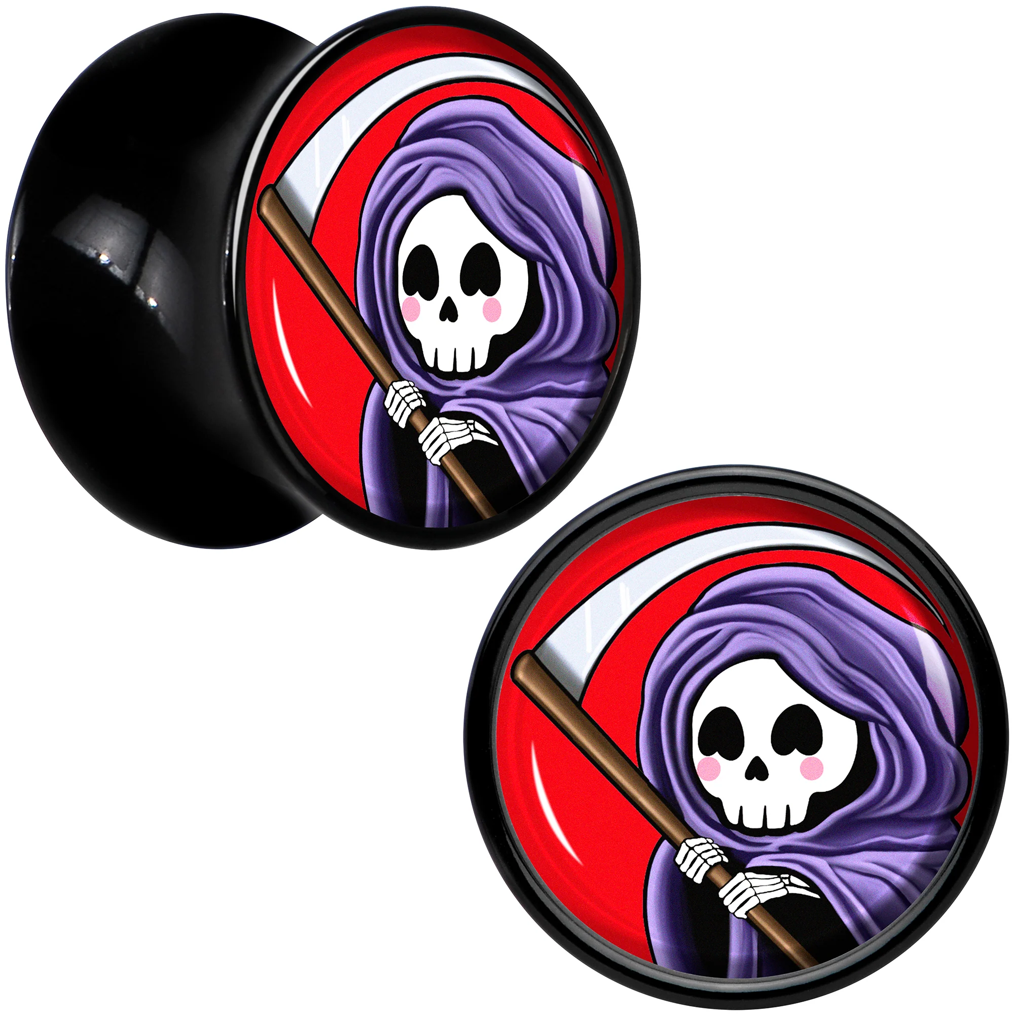 Black Acrylic Grim Reaper Double Flare Plug Set by Onyx O - Image 7
