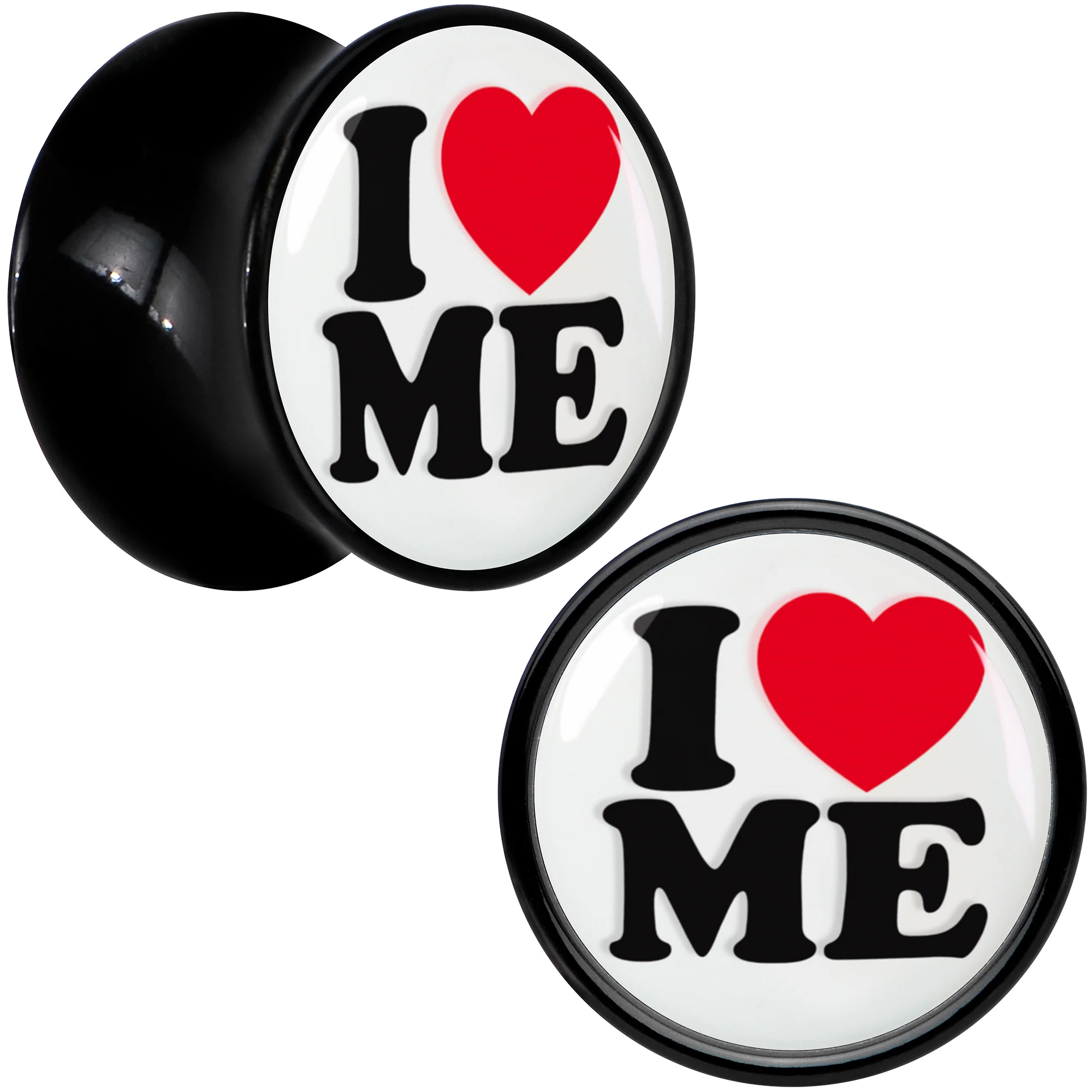 Black Acrylic I Love Me Double Flare Plug Set by Onyx O - Image 8