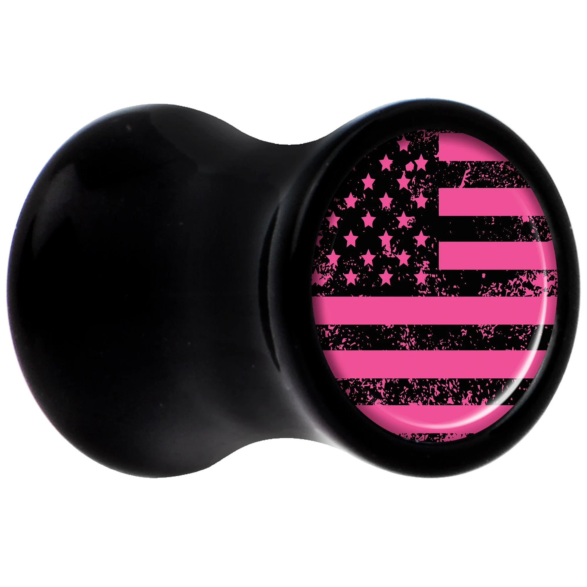 Black Acrylic Pink American Flag Saddle Plug Set 2G - Image 2