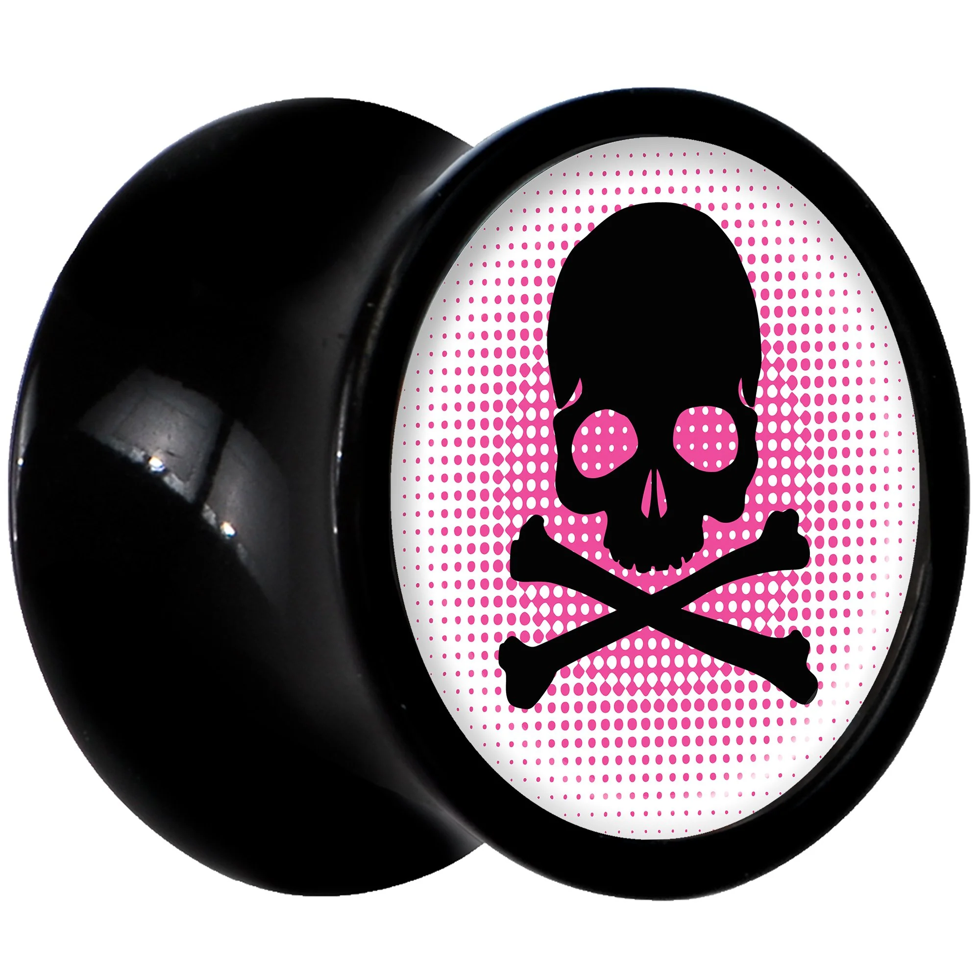 Black Acrylic Pink Black Skull Saddle Plug Set 0G - Image 2