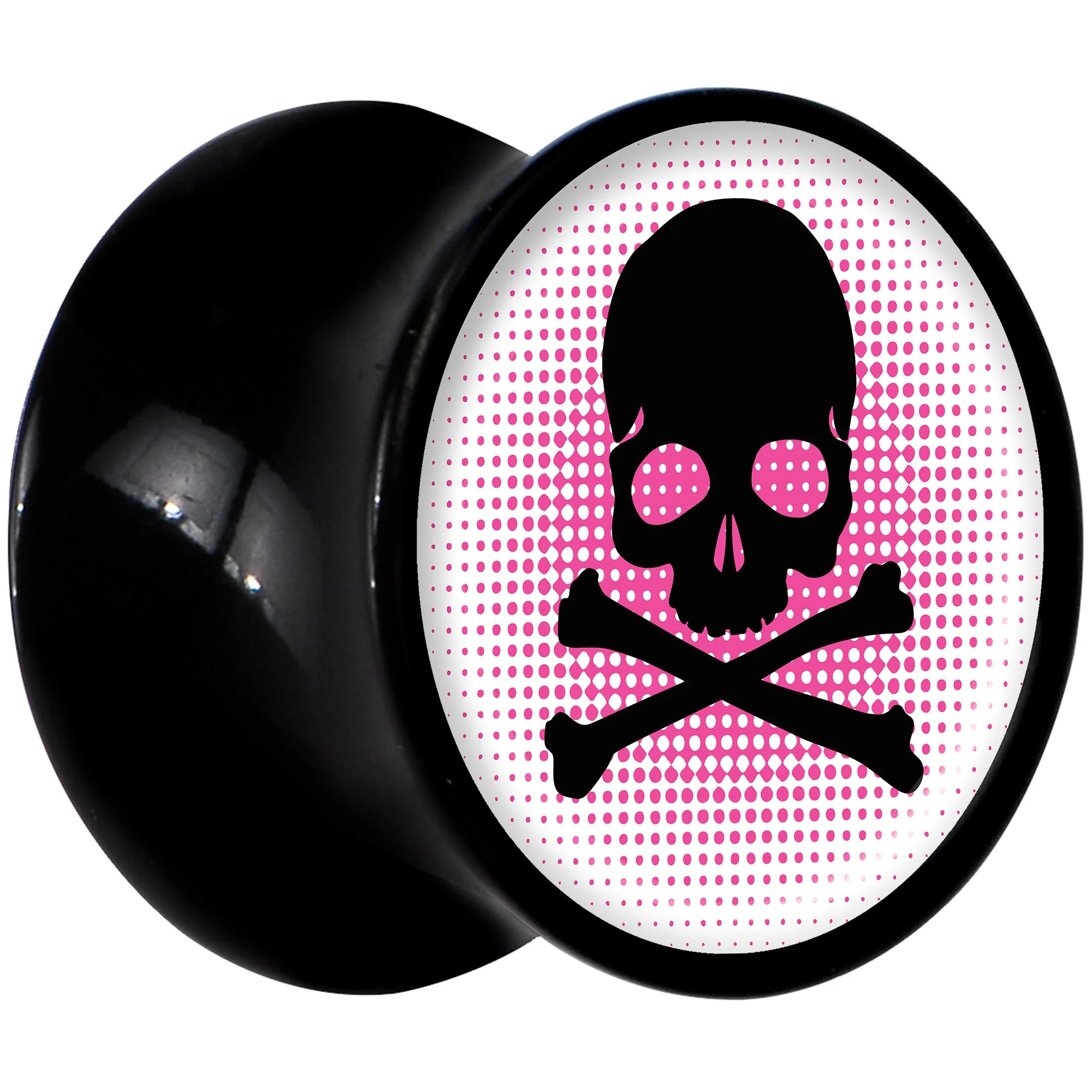Black Acrylic Pink Black Skull Saddle Plug Set 00G - Image 2