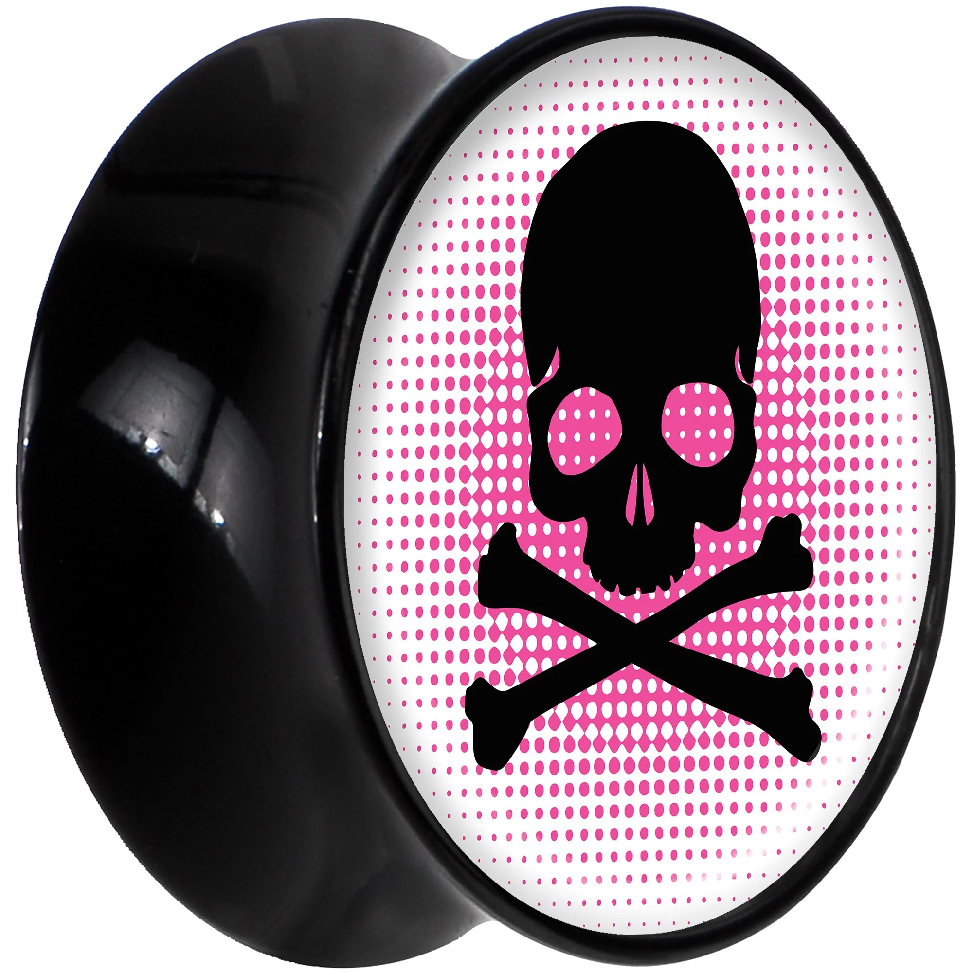 Black Acrylic Pink Black Skull Saddle Plug Set 5/8 - Image 2