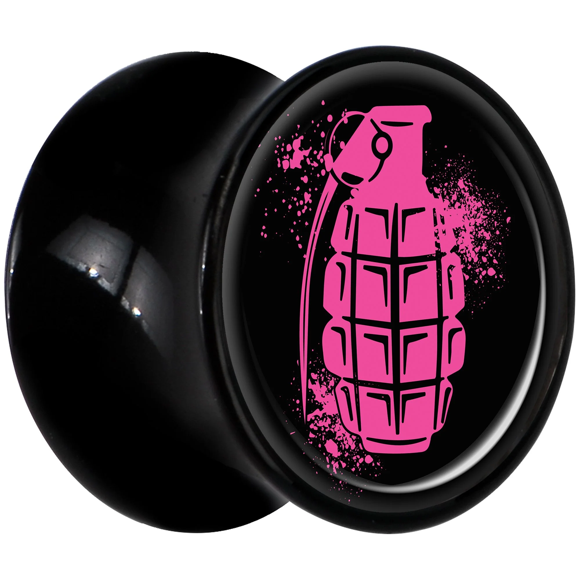 Black Acrylic Pink Grenade Saddle Plug Set 1/2 - Image 2